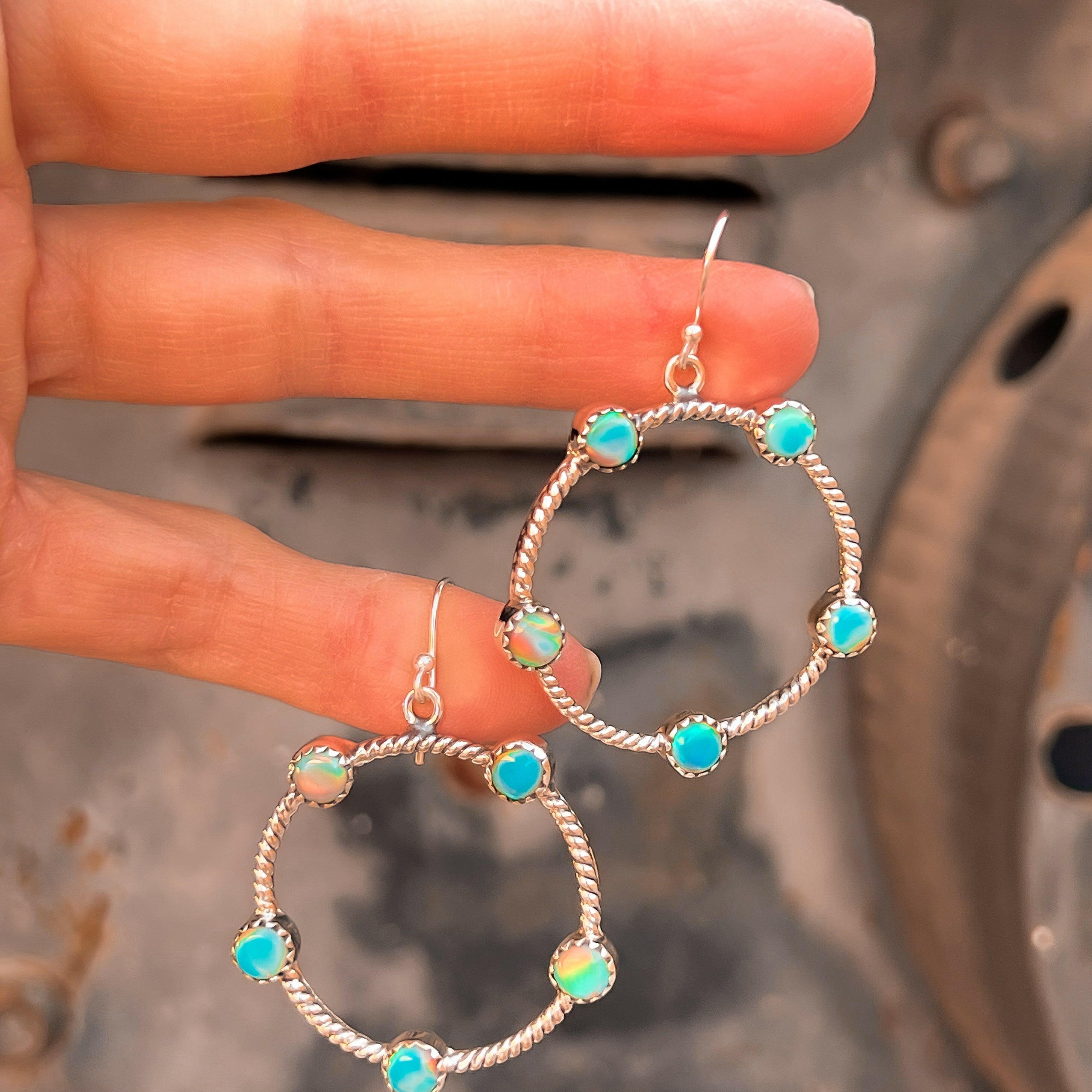 Twisted Rope Stone Hoop Earrings-Hoop Earrings-Krush Kandy, Women's Online Fashion Boutique Located in Phoenix, Arizona (Scottsdale Area)