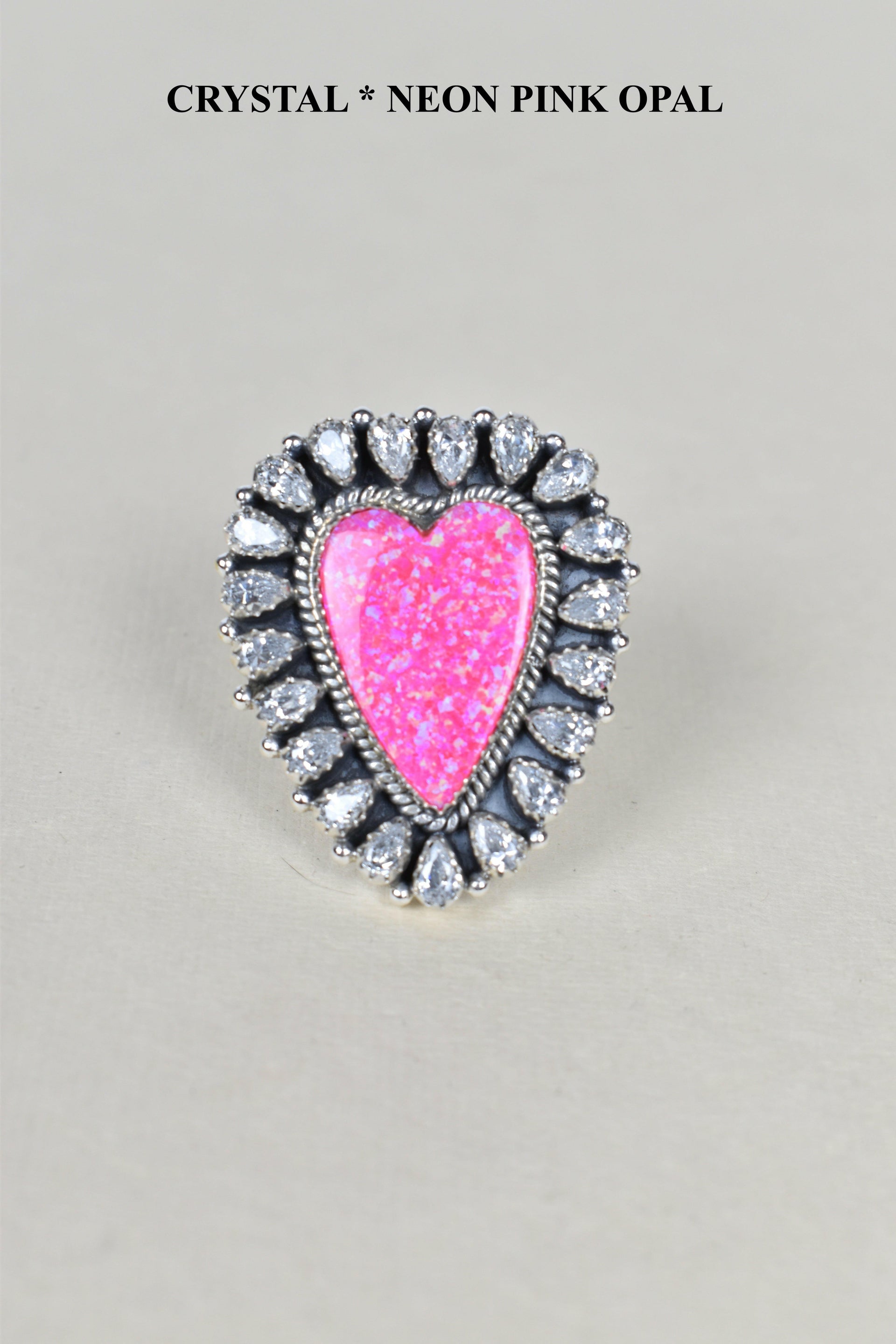 Heart Cluster Sterling Silver & Opal Rings-Cluster Rings-Krush Kandy, Women's Online Fashion Boutique Located in Phoenix, Arizona (Scottsdale Area)