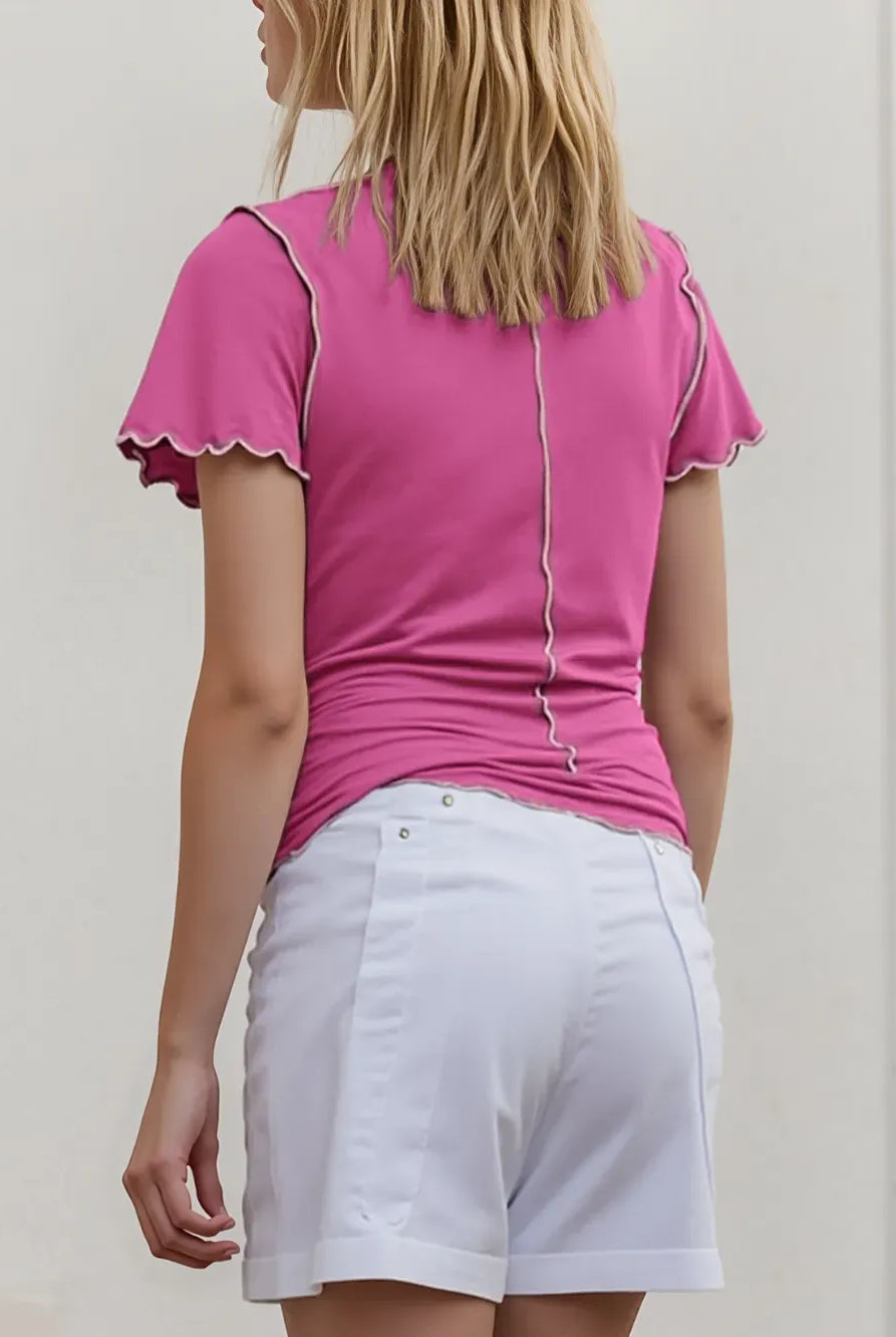 Ruffled Edge Mock Neck Top-Tops-Krush Kandy, Women's Online Fashion Boutique Located in Phoenix, Arizona (Scottsdale Area)