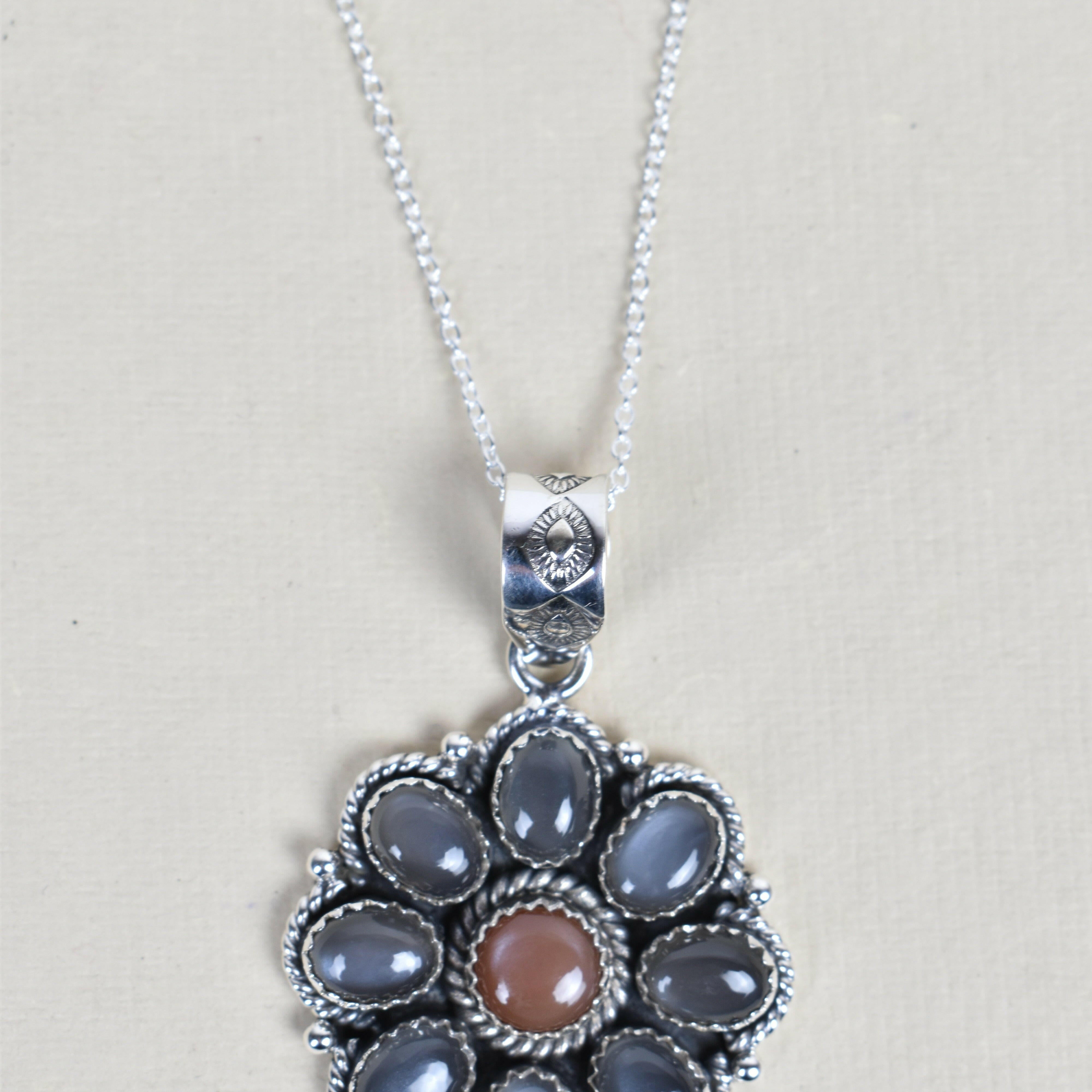 Daisy Days Sterling Silver & Stone Cluster Necklaces-Pendant Necklaces-Krush Kandy, Women's Online Fashion Boutique Located in Phoenix, Arizona (Scottsdale Area)