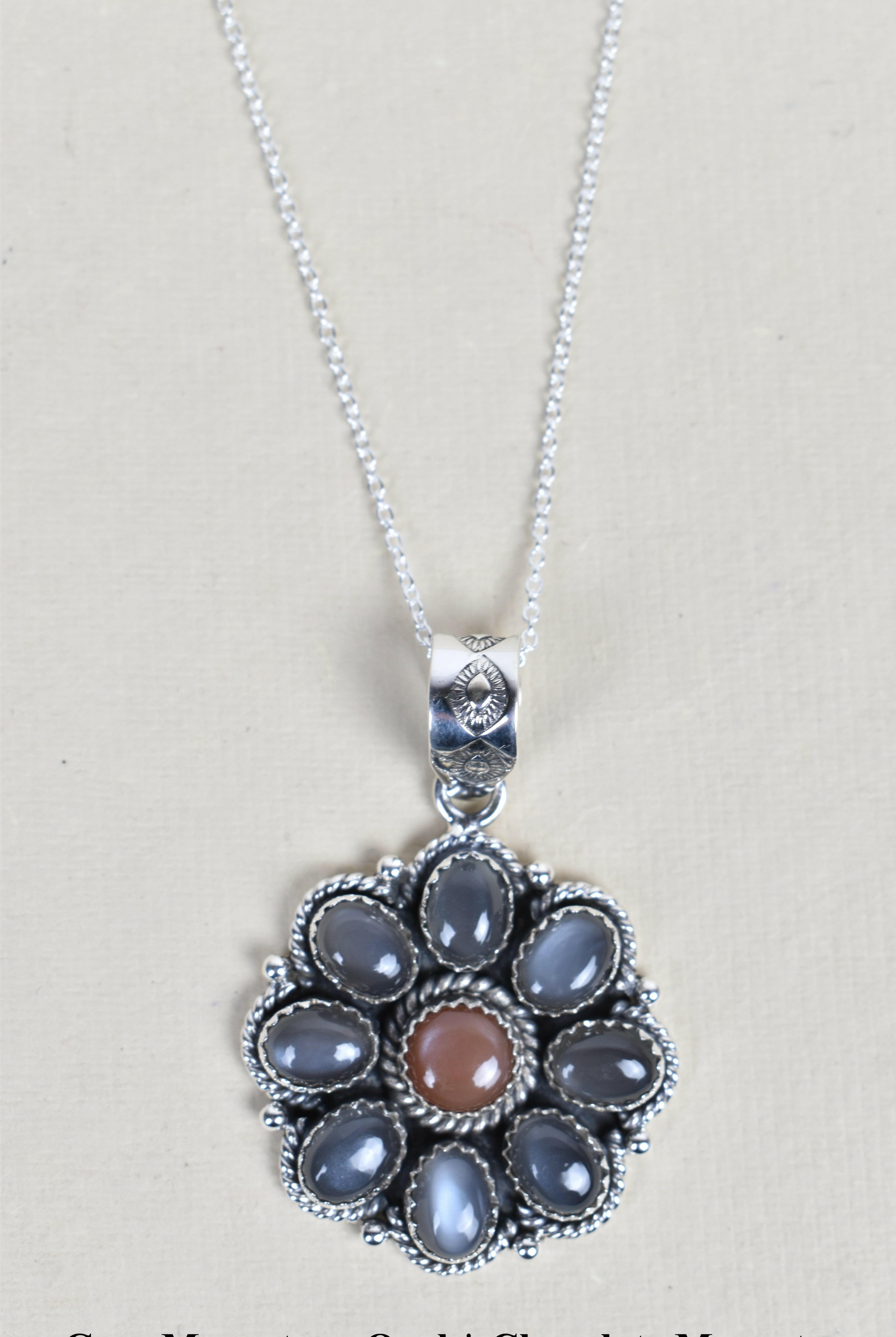 Daisy Days Sterling Silver & Stone Cluster Necklaces-Pendant Necklaces-Krush Kandy, Women's Online Fashion Boutique Located in Phoenix, Arizona (Scottsdale Area)