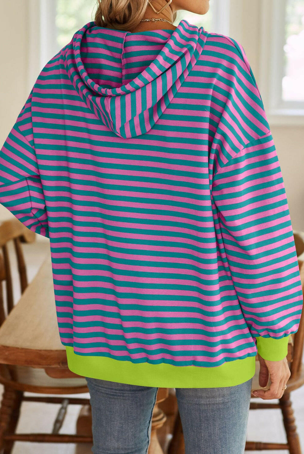 Lovelet Drawstring Striped Long Sleeve Hoodie-Krush Kandy, Women's Online Fashion Boutique Located in Phoenix, Arizona (Scottsdale Area)
