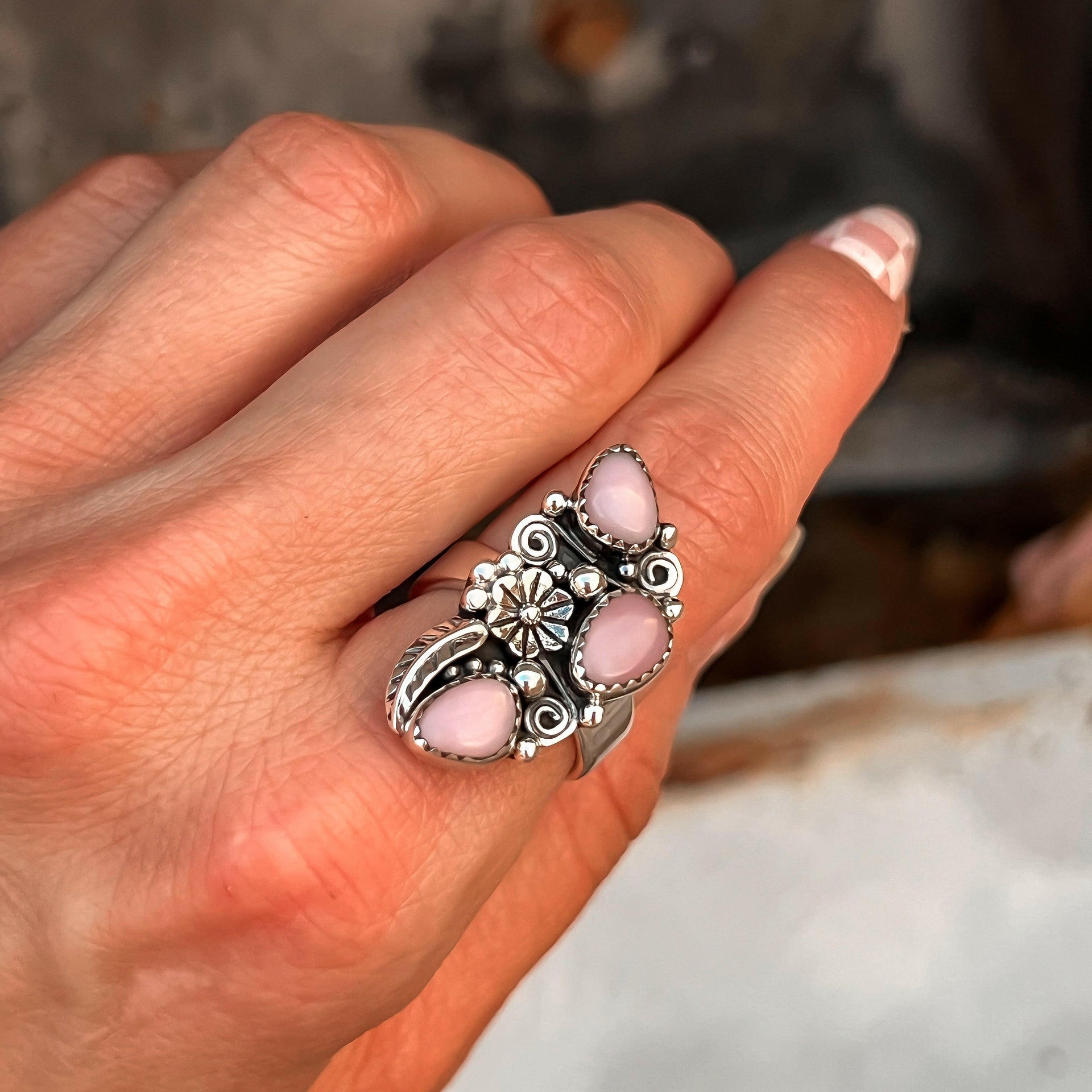 The Henley Triple Stone Flower Ring MADE TO ORDER-Cluster Rings-Krush Kandy, Women's Online Fashion Boutique Located in Phoenix, Arizona (Scottsdale Area)