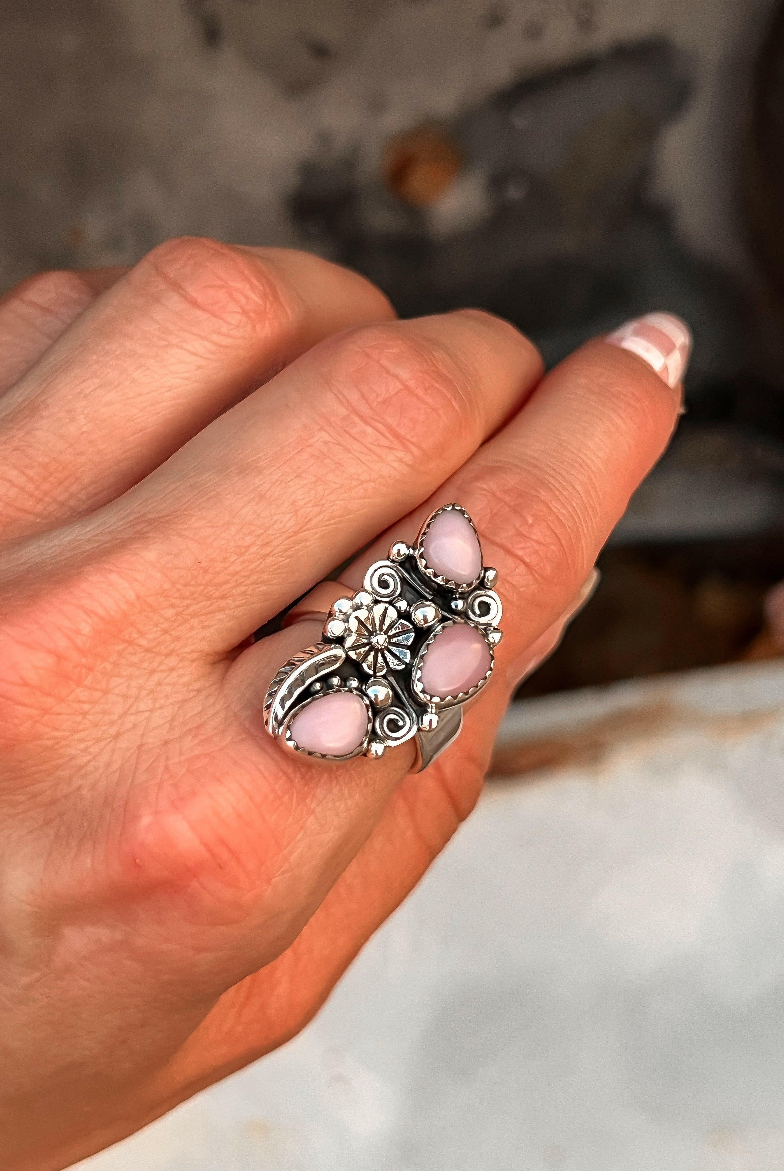 The Henley Triple Stone Flower Ring MADE TO ORDER-Cluster Rings-Krush Kandy, Women's Online Fashion Boutique Located in Phoenix, Arizona (Scottsdale Area)
