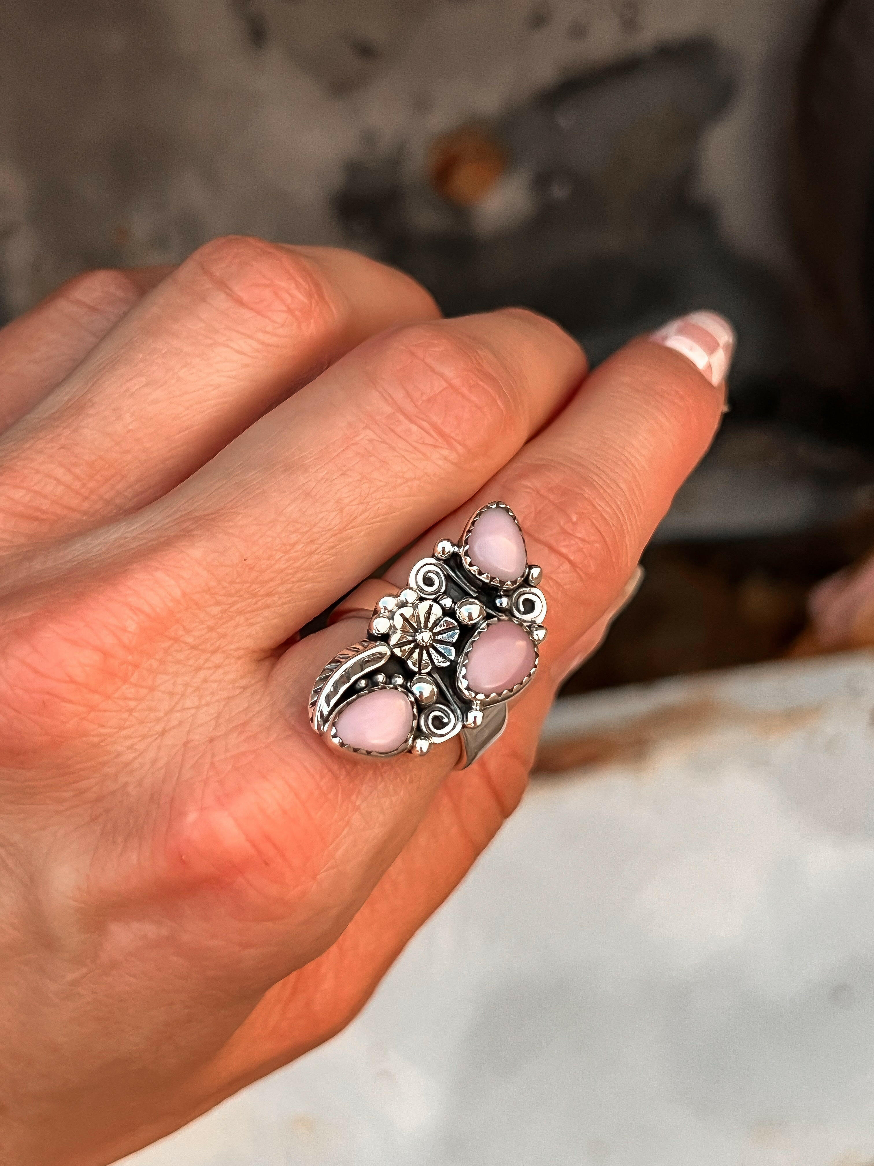 The Henley Triple Stone Flower Ring MADE TO ORDER-Cluster Rings-Krush Kandy, Women's Online Fashion Boutique Located in Phoenix, Arizona (Scottsdale Area)