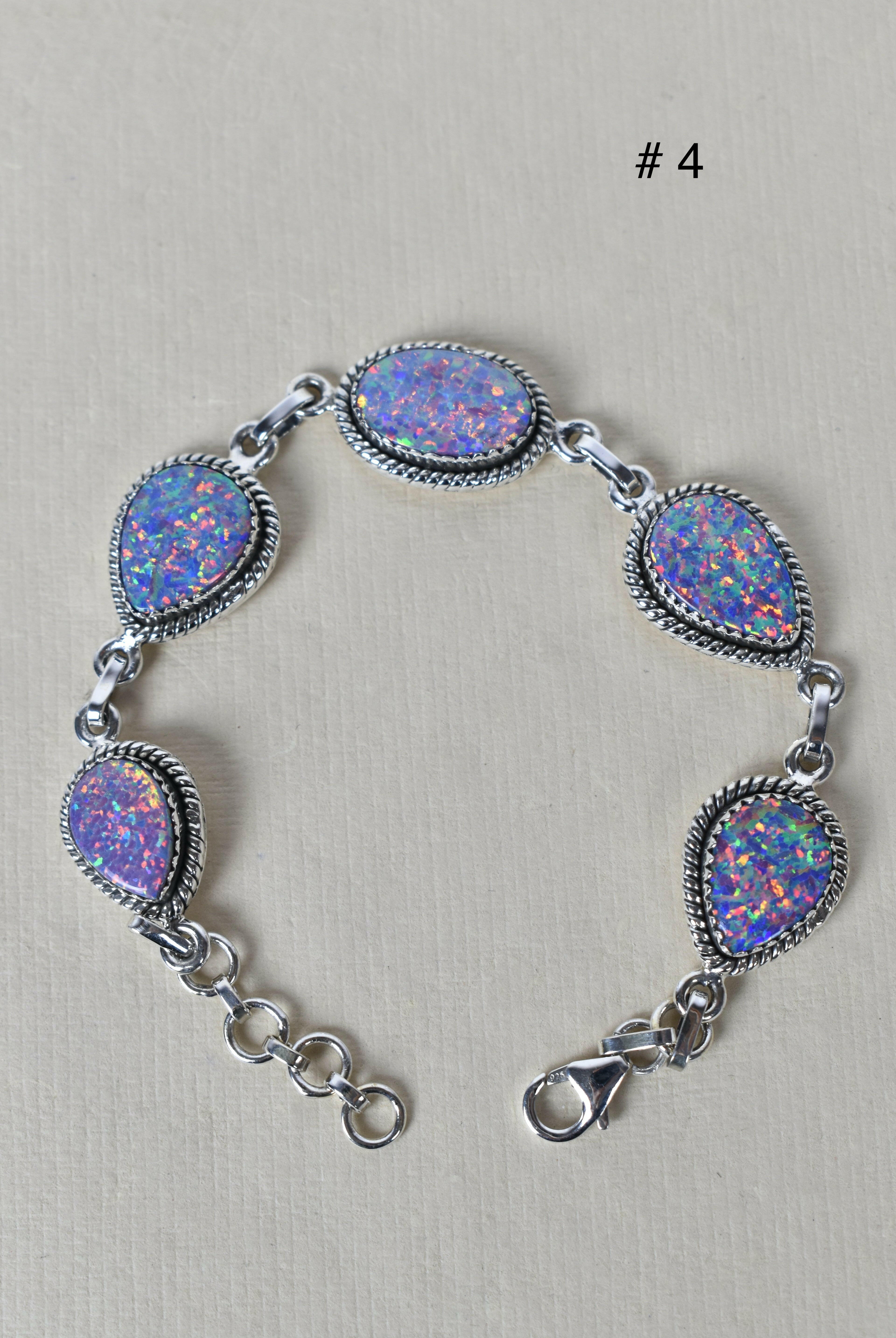 ONE OF A KIND STERLING SILVER 5 STONE BRACELET-Gemstone Bracelets-Krush Kandy, Women's Online Fashion Boutique Located in Phoenix, Arizona (Scottsdale Area)