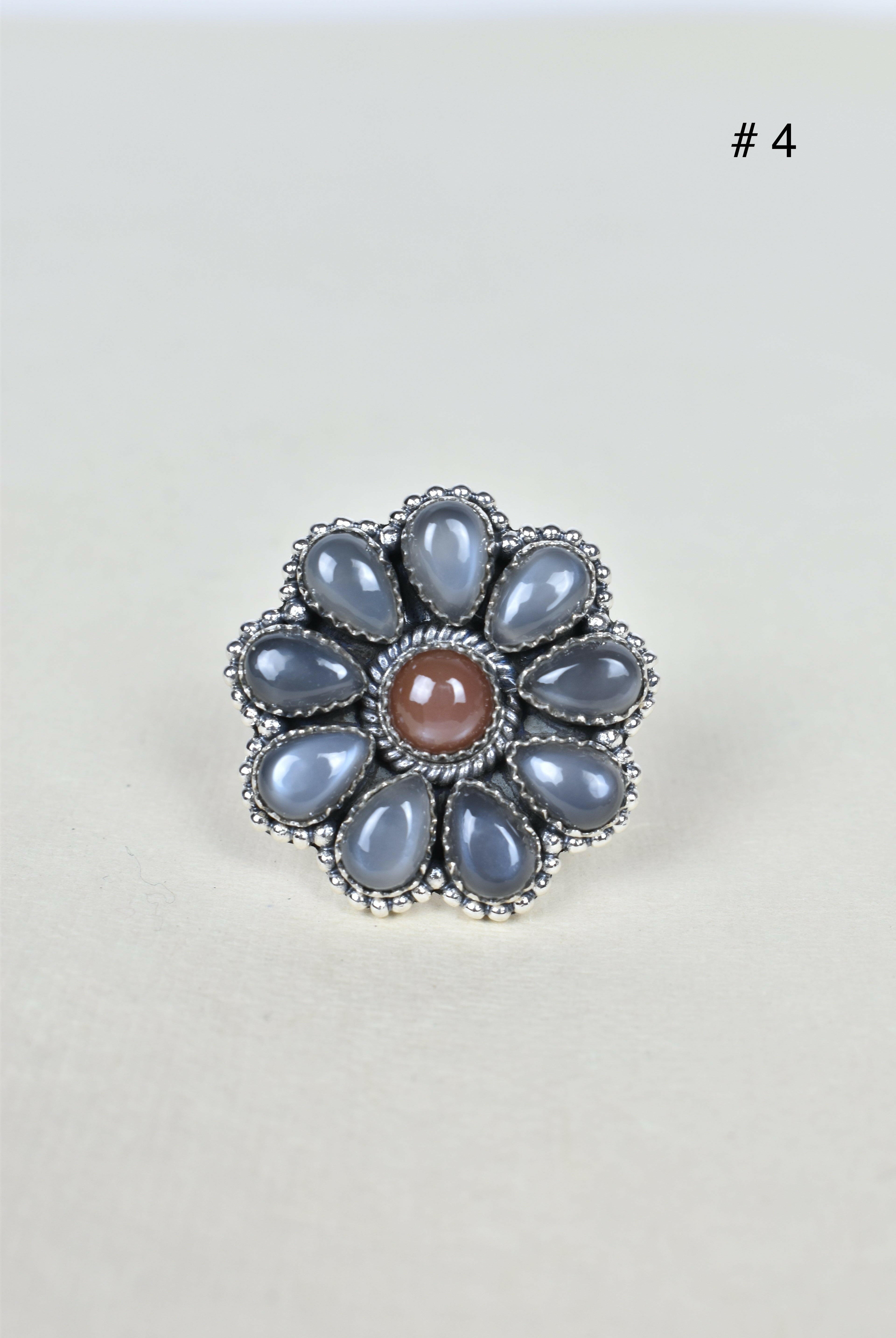 Chocolate Moonstone & Stone Cluster Sterling Silver Rings-Cluster Rings-Krush Kandy, Women's Online Fashion Boutique Located in Phoenix, Arizona (Scottsdale Area)