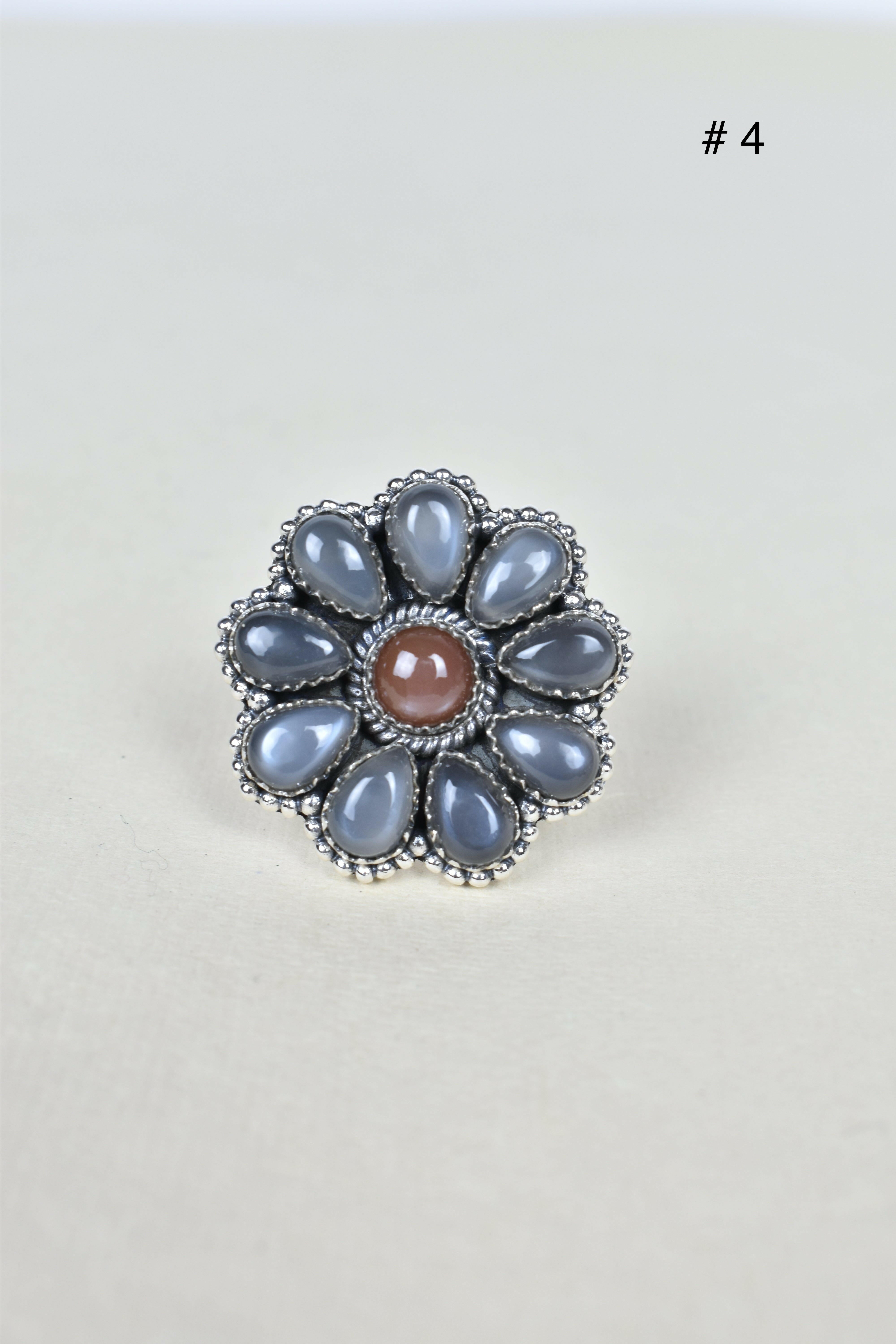 Chocolate Moonstone & Stone Cluster Sterling Silver Rings-Cluster Rings-Krush Kandy, Women's Online Fashion Boutique Located in Phoenix, Arizona (Scottsdale Area)