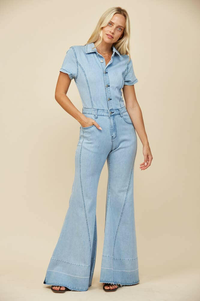 High Noon Denim Jumpsuit-Jumpsuits & Rompers-Krush Kandy, Women's Online Fashion Boutique Located in Phoenix, Arizona (Scottsdale Area)