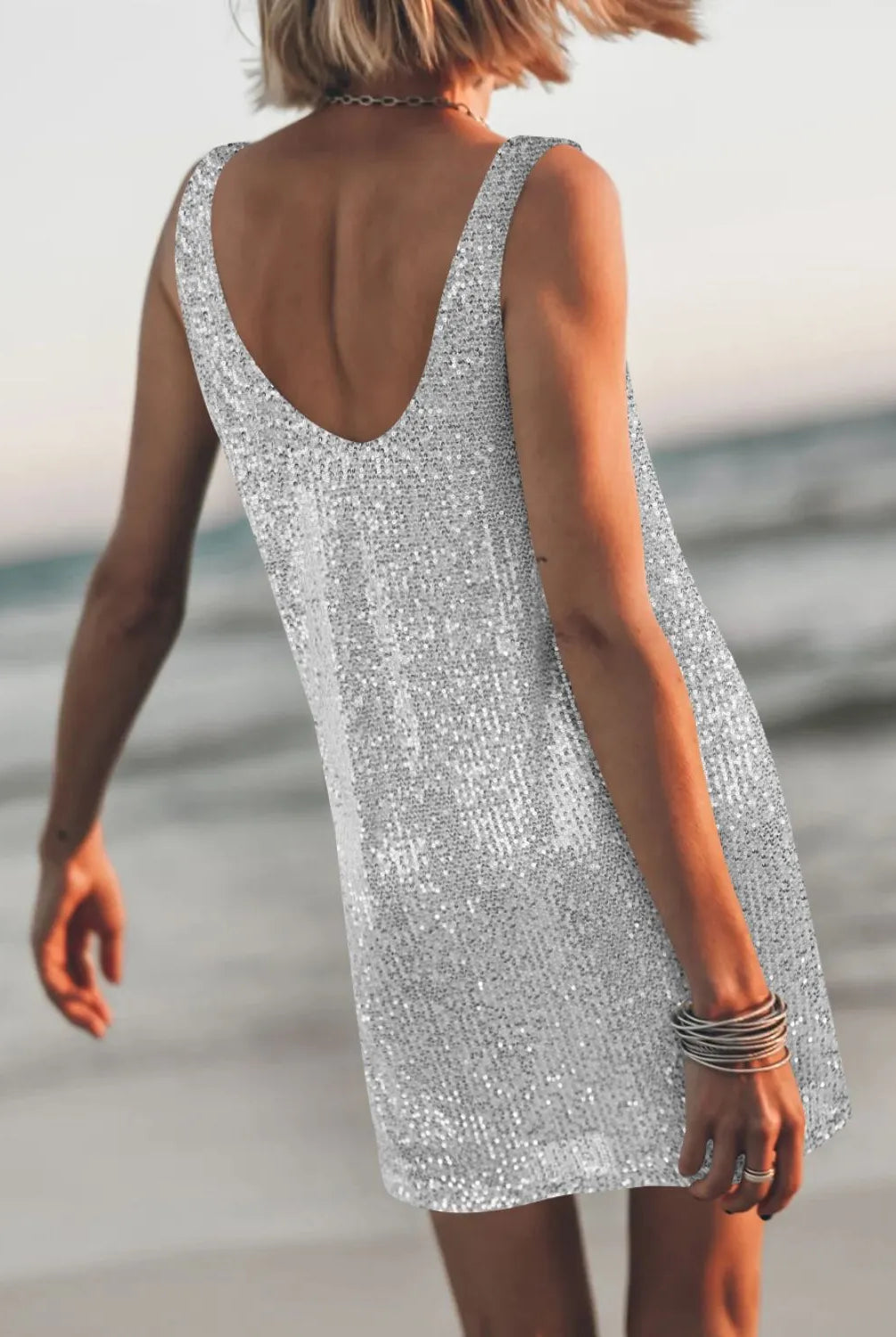 Sequin Scoop Neck Mini Dress-Dresses-Krush Kandy, Women's Online Fashion Boutique Located in Phoenix, Arizona (Scottsdale Area)