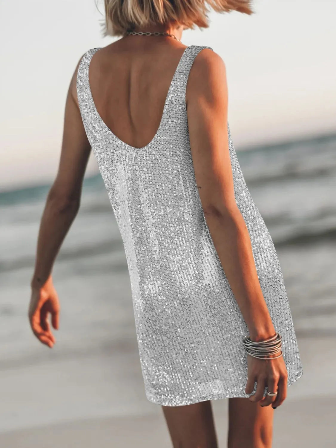 Sequin Scoop Neck Mini Dress-Dresses-Krush Kandy, Women's Online Fashion Boutique Located in Phoenix, Arizona (Scottsdale Area)