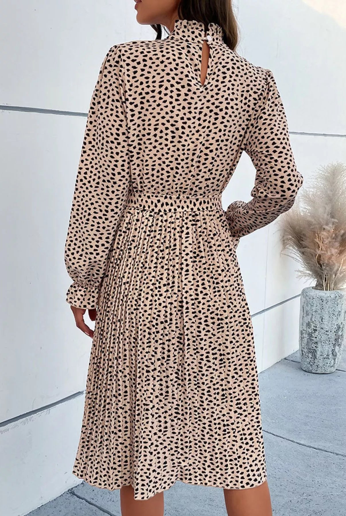 Animal Print Mock Neck Flounce Sleeve Dress-Dresses-Krush Kandy, Women's Online Fashion Boutique Located in Phoenix, Arizona (Scottsdale Area)
