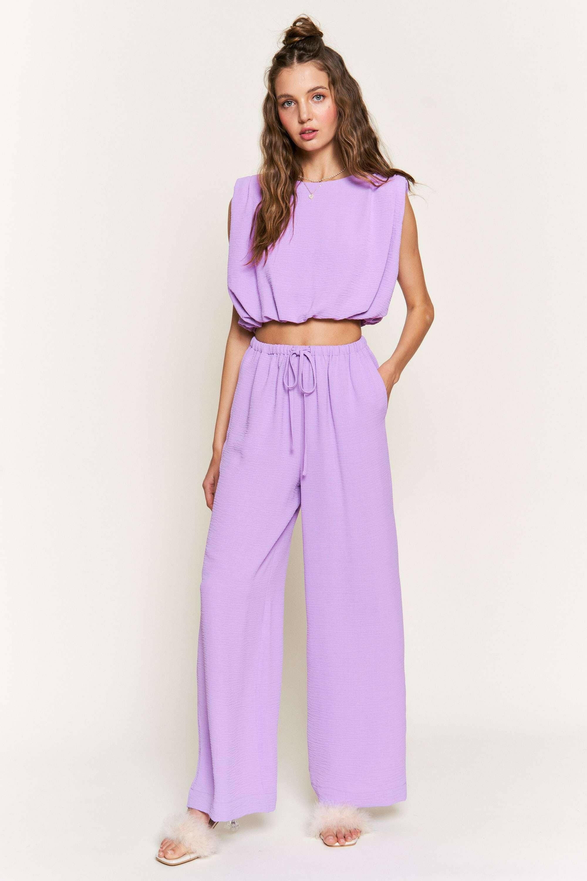 Lilac Lounge Wide Leg Pants-Pants-Krush Kandy, Women's Online Fashion Boutique Located in Phoenix, Arizona (Scottsdale Area)