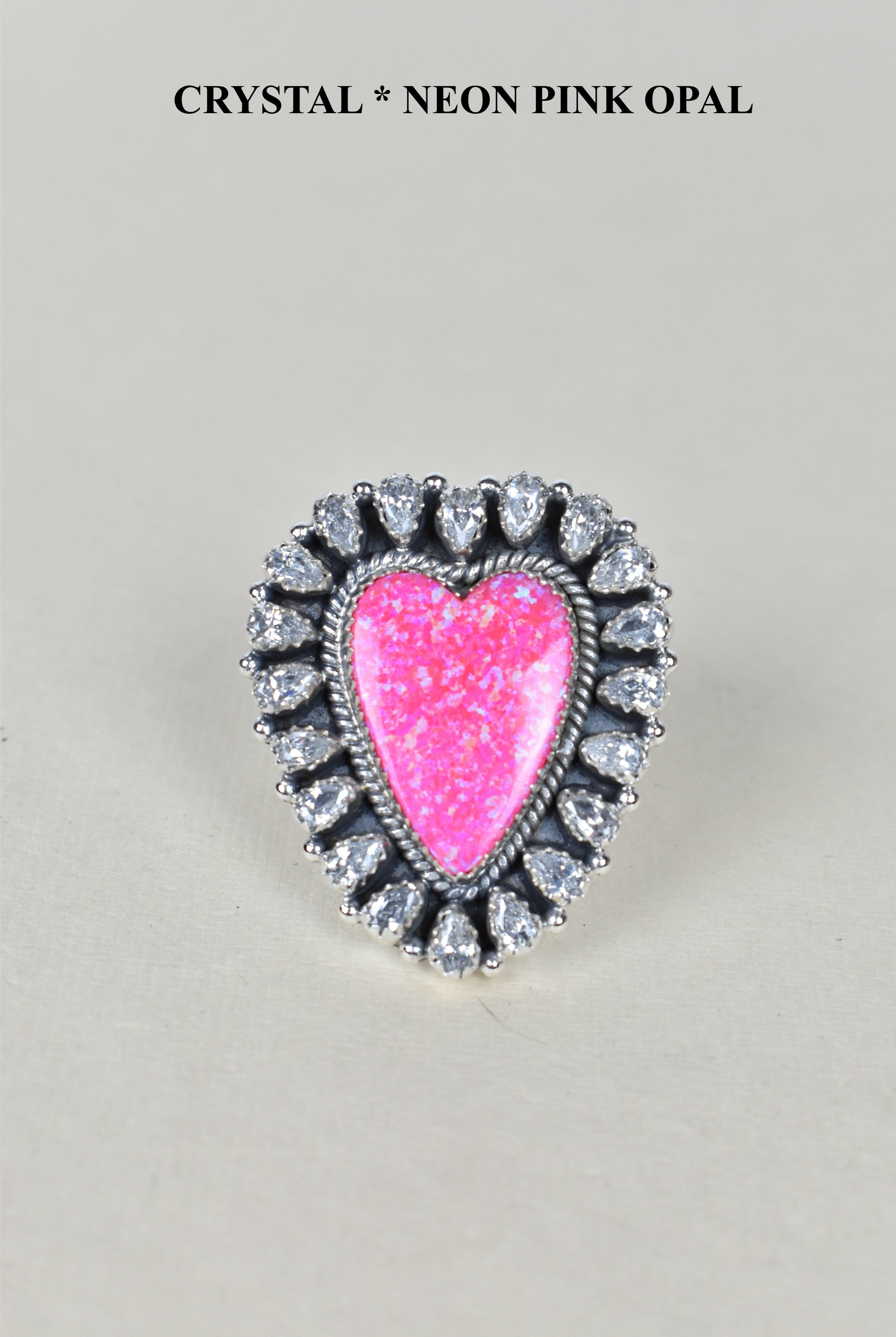 Heart Cluster Sterling Silver & Opal Rings-Cluster Rings-Krush Kandy, Women's Online Fashion Boutique Located in Phoenix, Arizona (Scottsdale Area)