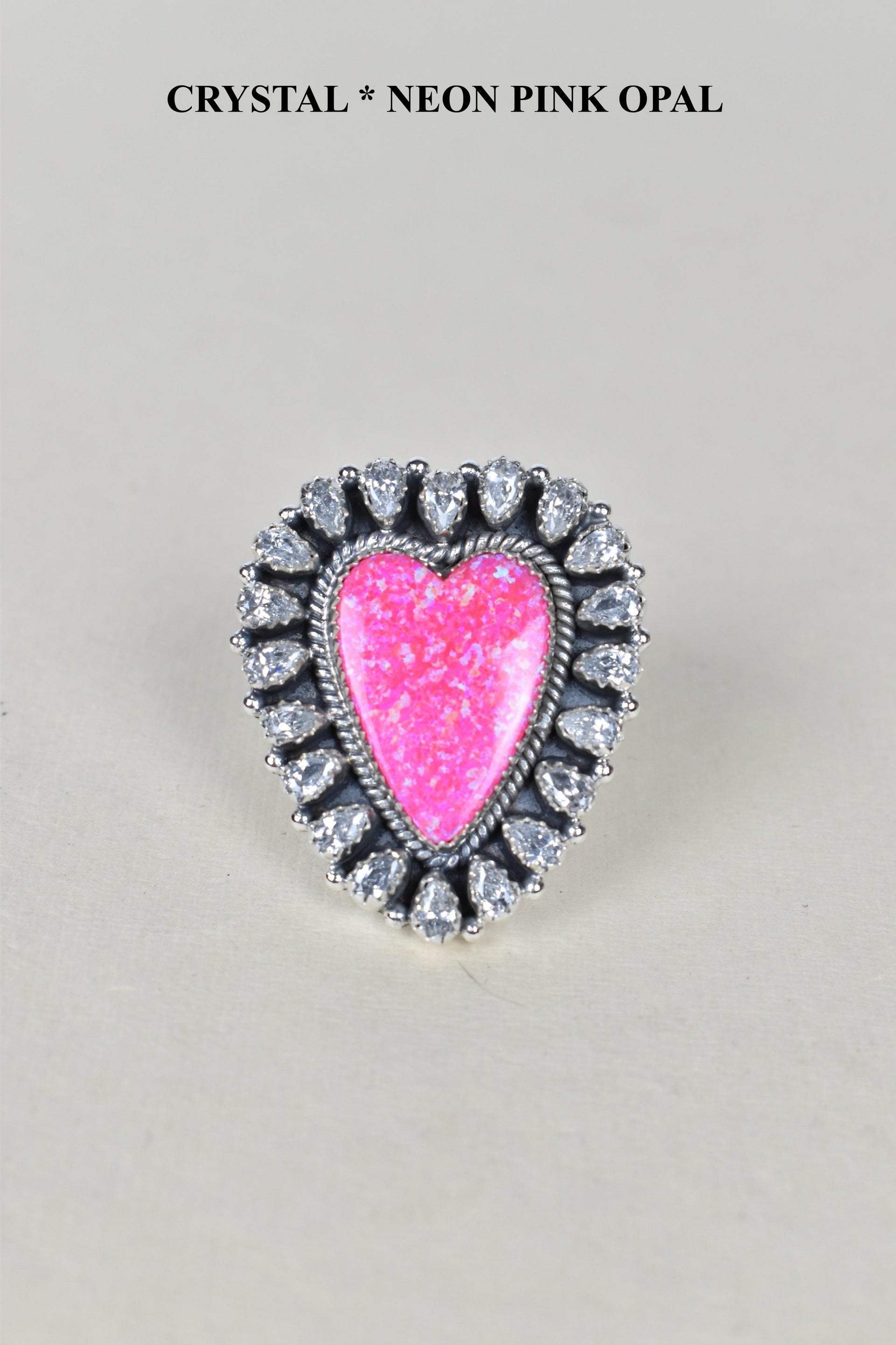 Heart Cluster Sterling Silver & Opal Rings-Cluster Rings-Krush Kandy, Women's Online Fashion Boutique Located in Phoenix, Arizona (Scottsdale Area)