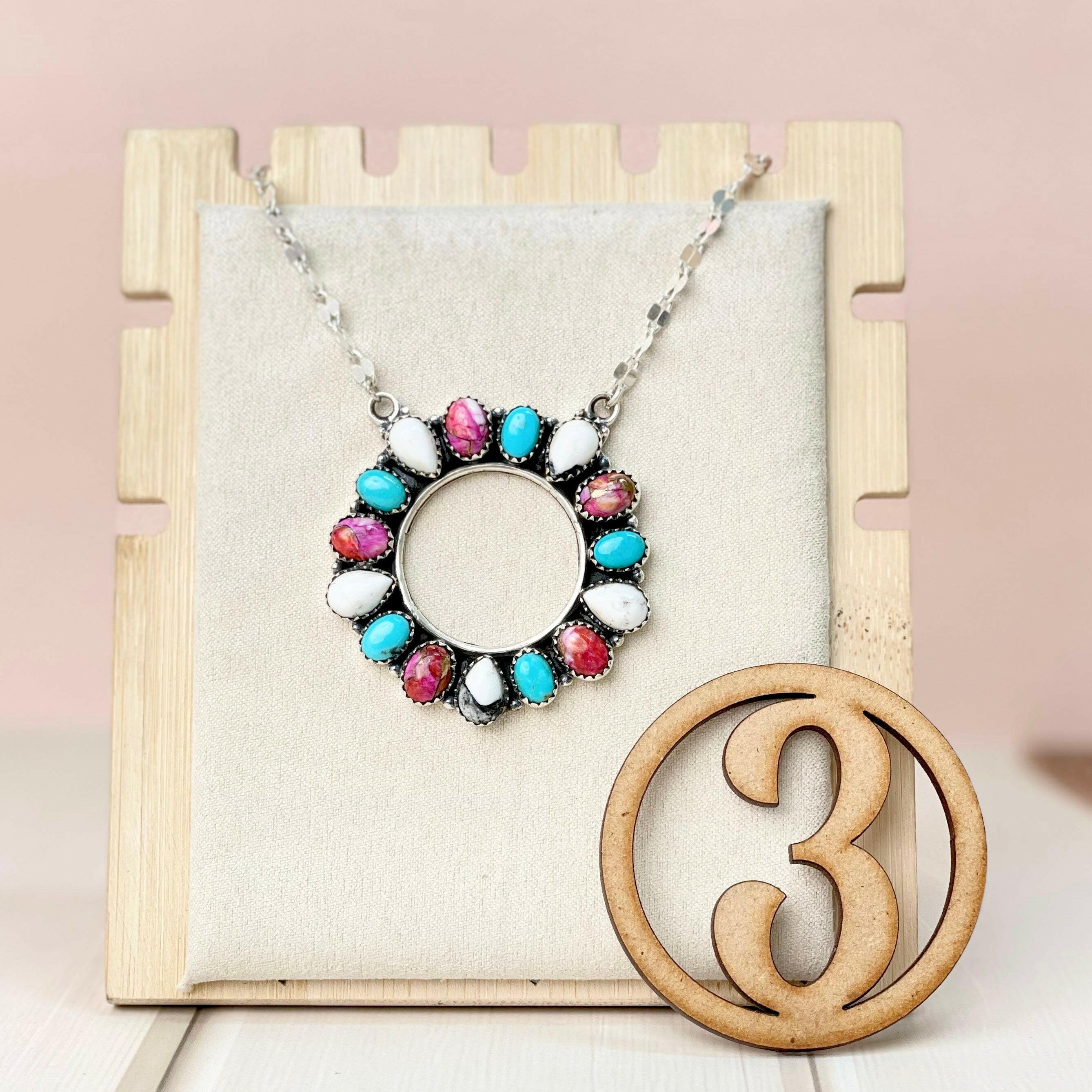 Canyon Dreams Halo Multistone Necklace-Necklaces-Krush Kandy, Women's Online Fashion Boutique Located in Phoenix, Arizona (Scottsdale Area)