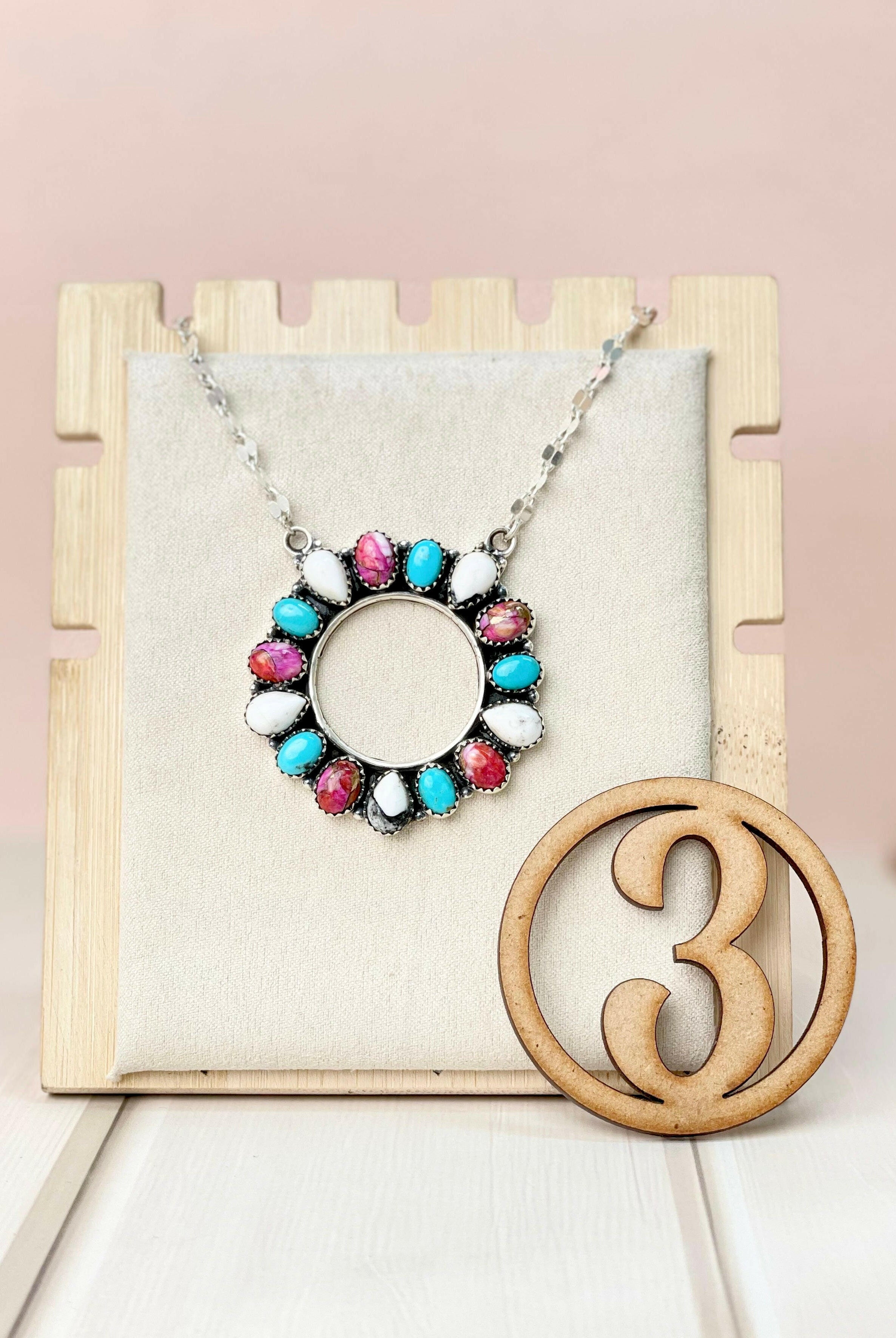 Canyon Dreams Halo Multistone Necklace-Necklaces-Krush Kandy, Women's Online Fashion Boutique Located in Phoenix, Arizona (Scottsdale Area)