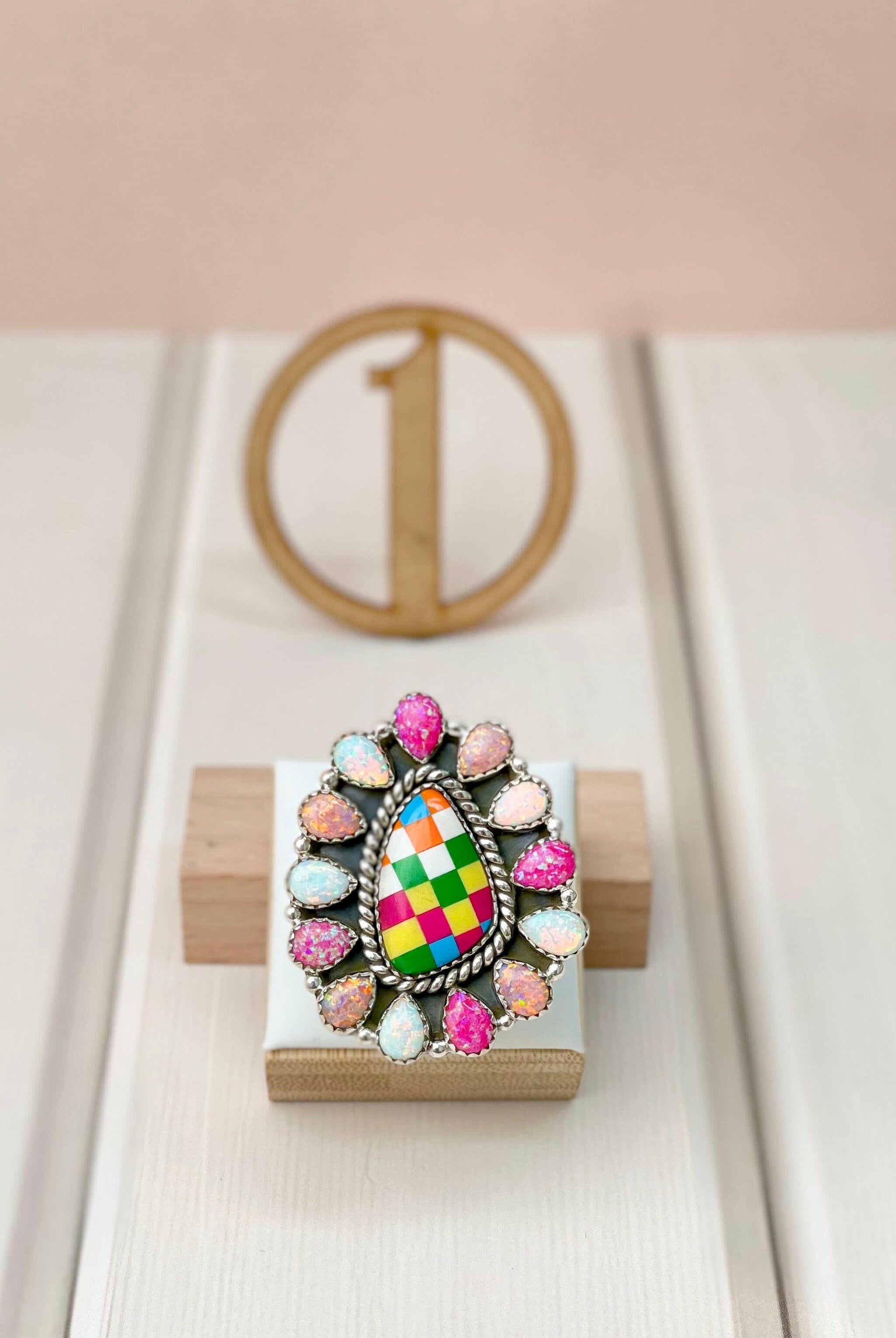 Summer Checkered Cluster Rings-Rings-Krush Kandy, Women's Online Fashion Boutique Located in Phoenix, Arizona (Scottsdale Area)