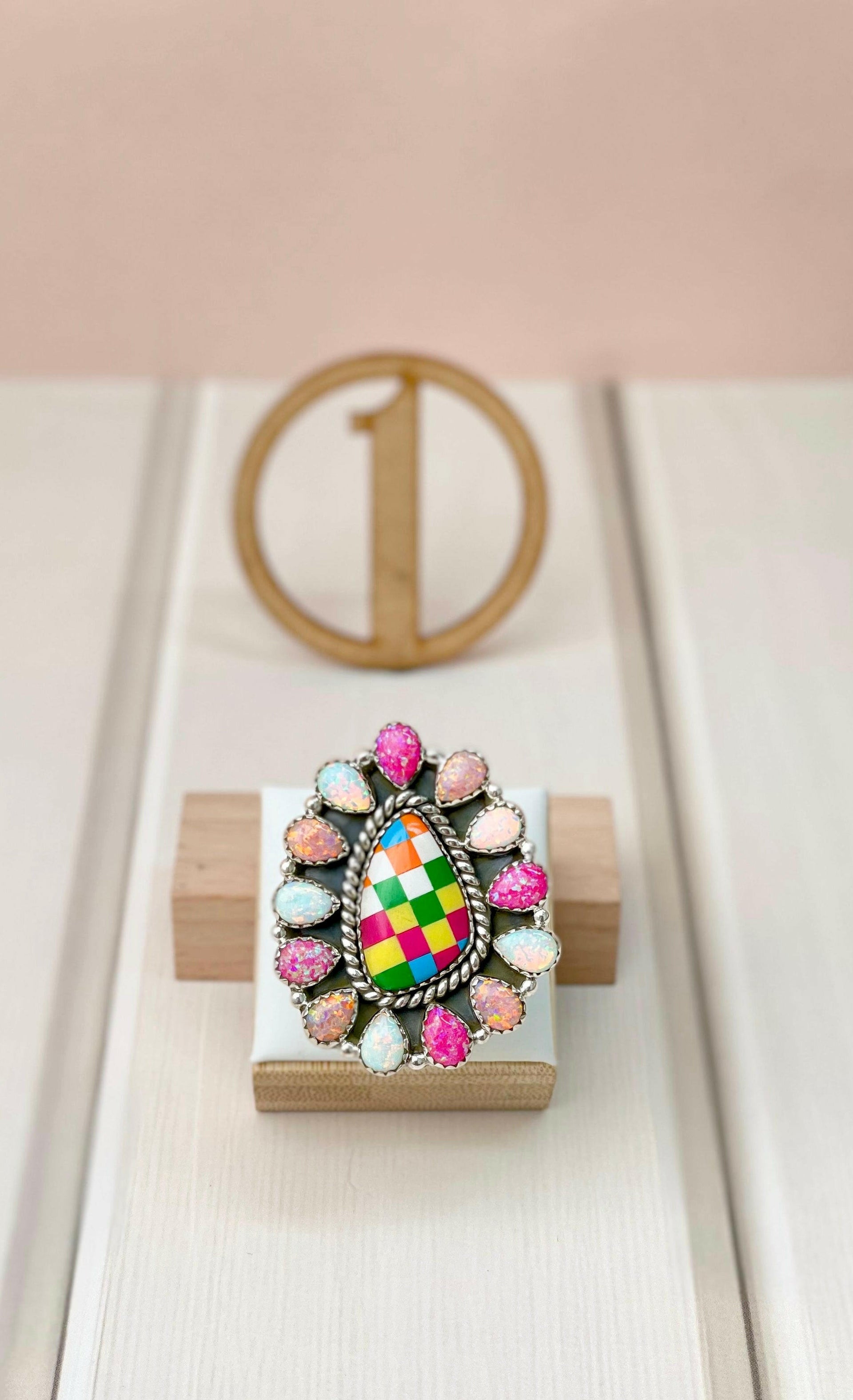 Summer Checkered Cluster Rings-Rings-Krush Kandy, Women's Online Fashion Boutique Located in Phoenix, Arizona (Scottsdale Area)