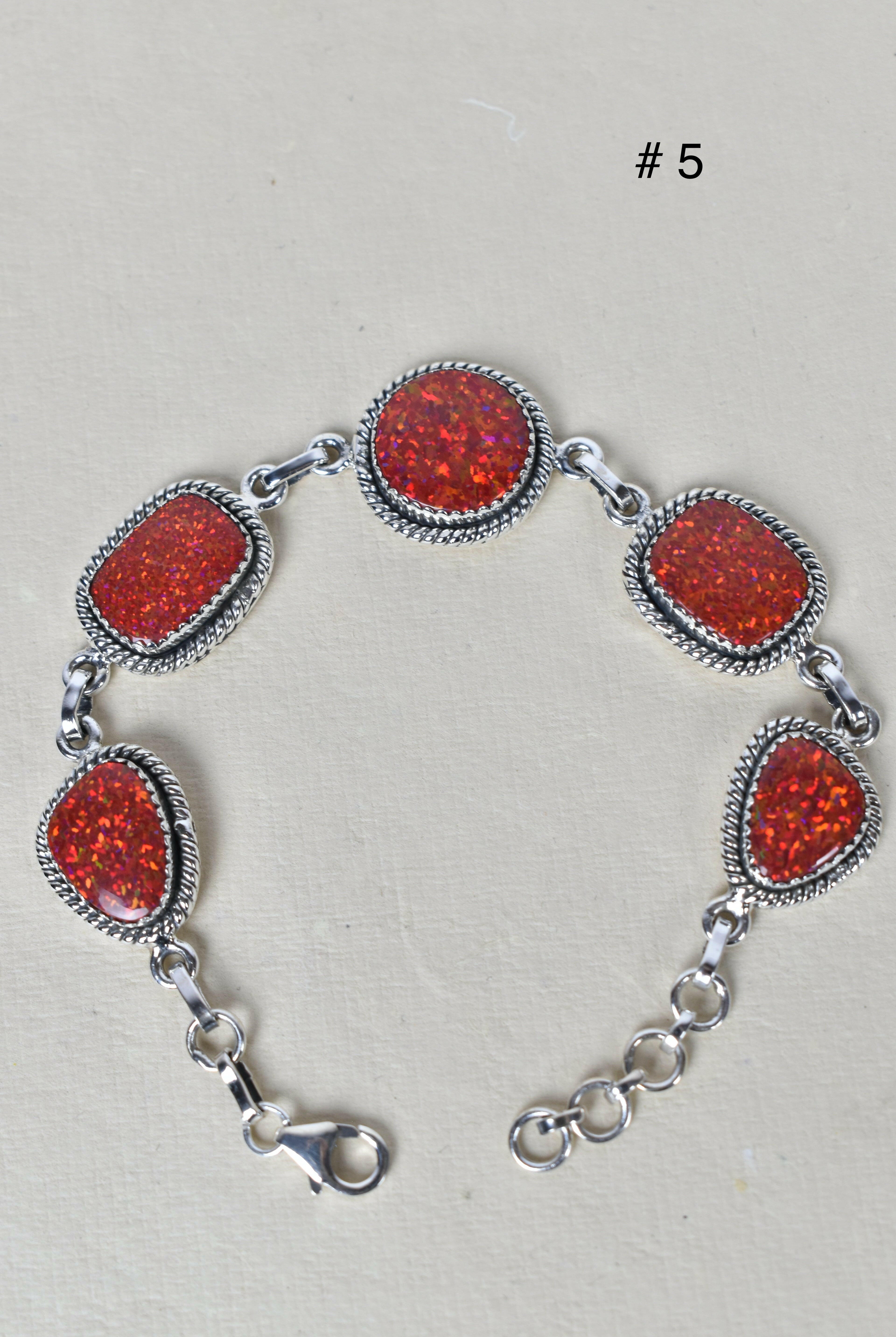ONE OF A KIND STERLING SILVER 5 STONE BRACELET-Gemstone Bracelets-Krush Kandy, Women's Online Fashion Boutique Located in Phoenix, Arizona (Scottsdale Area)