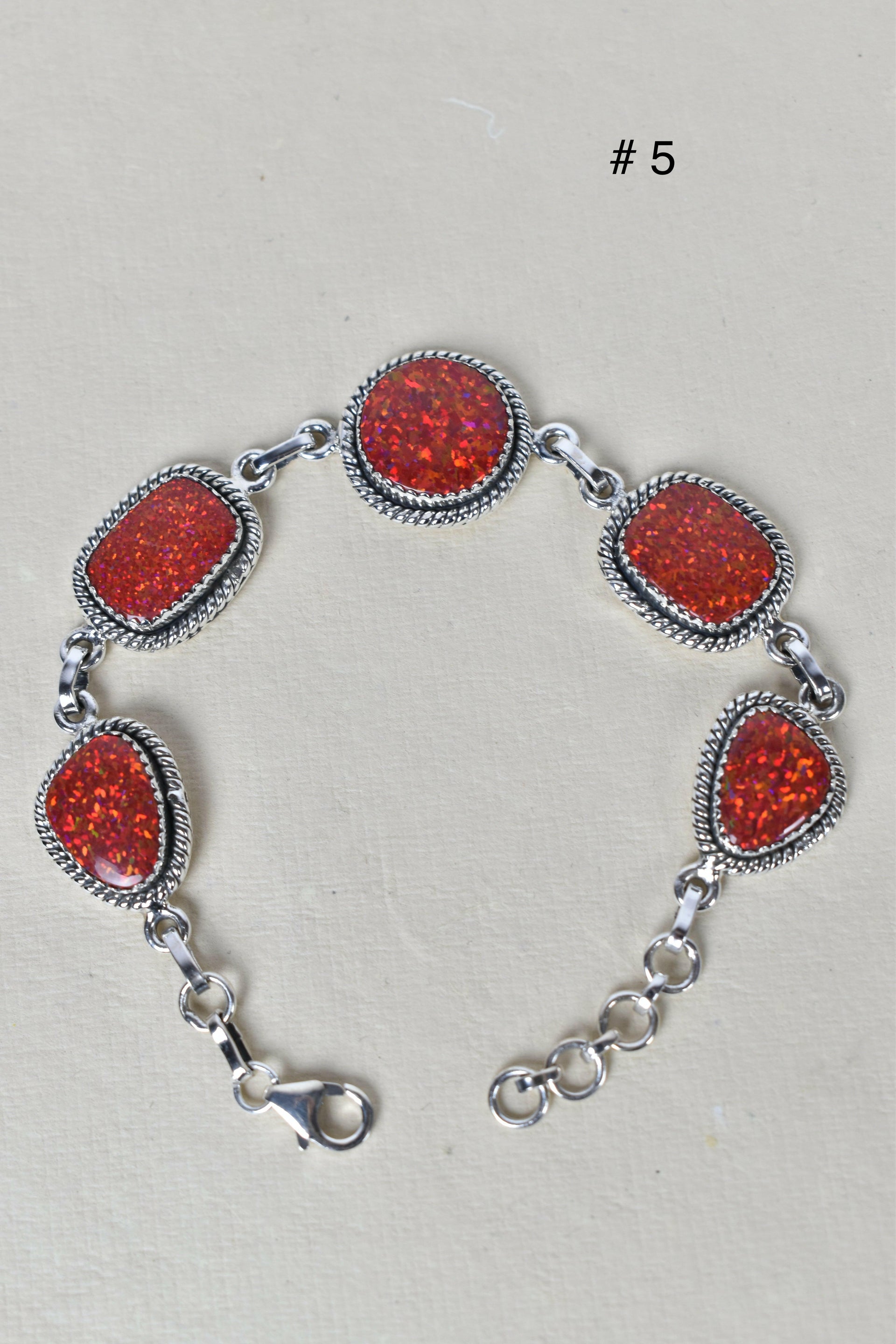 ONE OF A KIND STERLING SILVER 5 STONE BRACELET-Gemstone Bracelets-Krush Kandy, Women's Online Fashion Boutique Located in Phoenix, Arizona (Scottsdale Area)