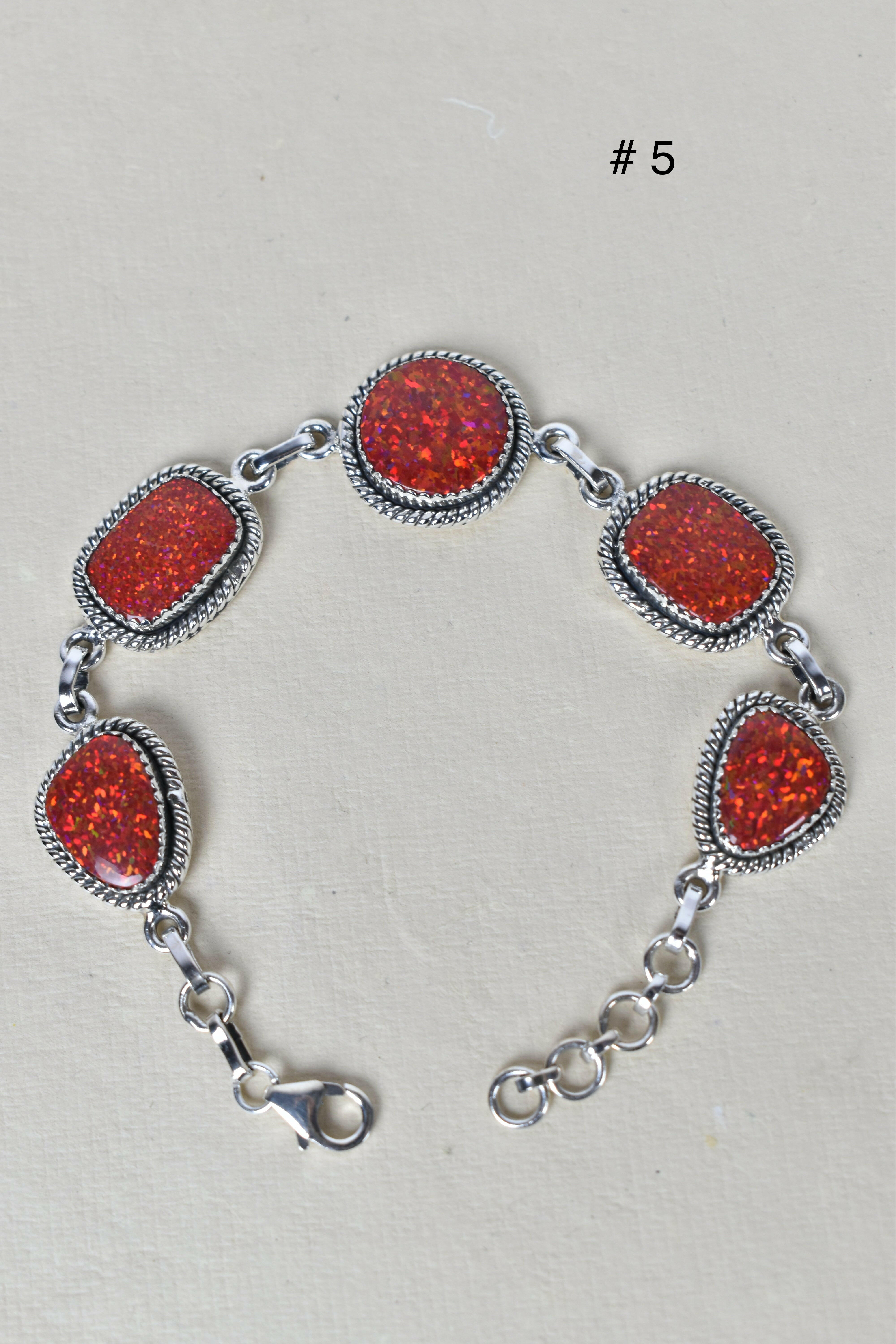 ONE OF A KIND STERLING SILVER 5 STONE BRACELET-Gemstone Bracelets-Krush Kandy, Women's Online Fashion Boutique Located in Phoenix, Arizona (Scottsdale Area)