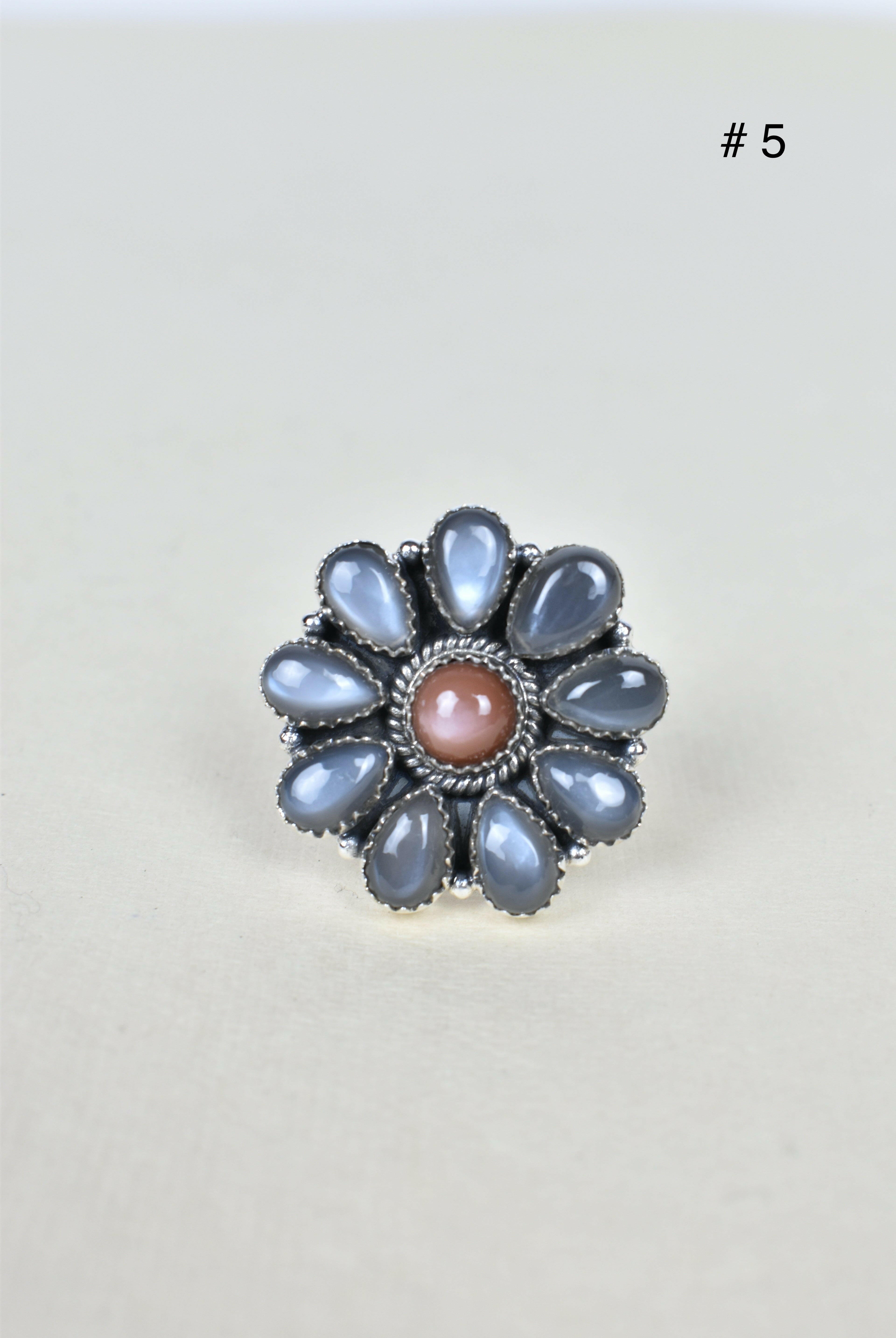 Chocolate Moonstone & Stone Cluster Sterling Silver Rings-Cluster Rings-Krush Kandy, Women's Online Fashion Boutique Located in Phoenix, Arizona (Scottsdale Area)