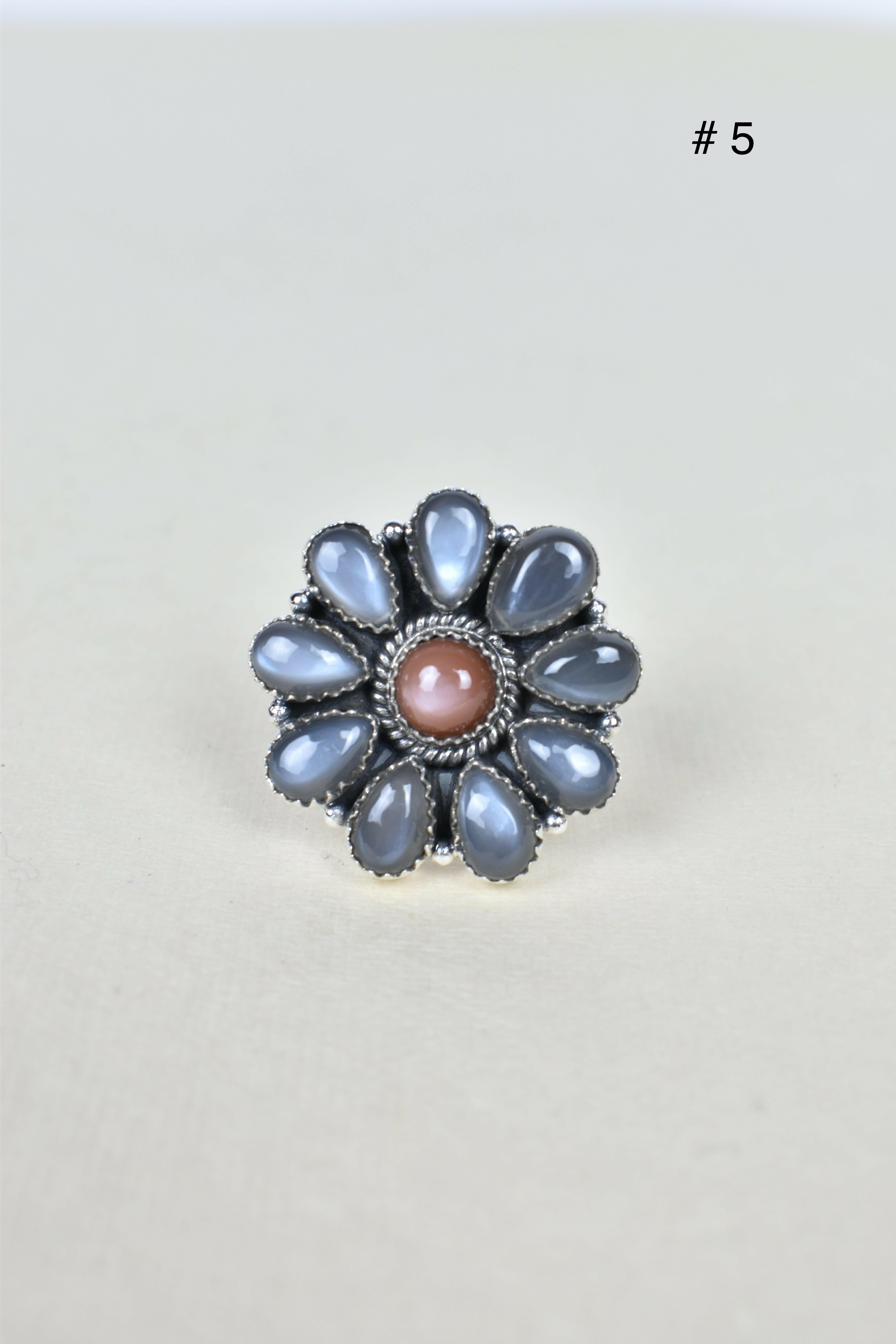 Chocolate Moonstone & Stone Cluster Sterling Silver Rings-Cluster Rings-Krush Kandy, Women's Online Fashion Boutique Located in Phoenix, Arizona (Scottsdale Area)