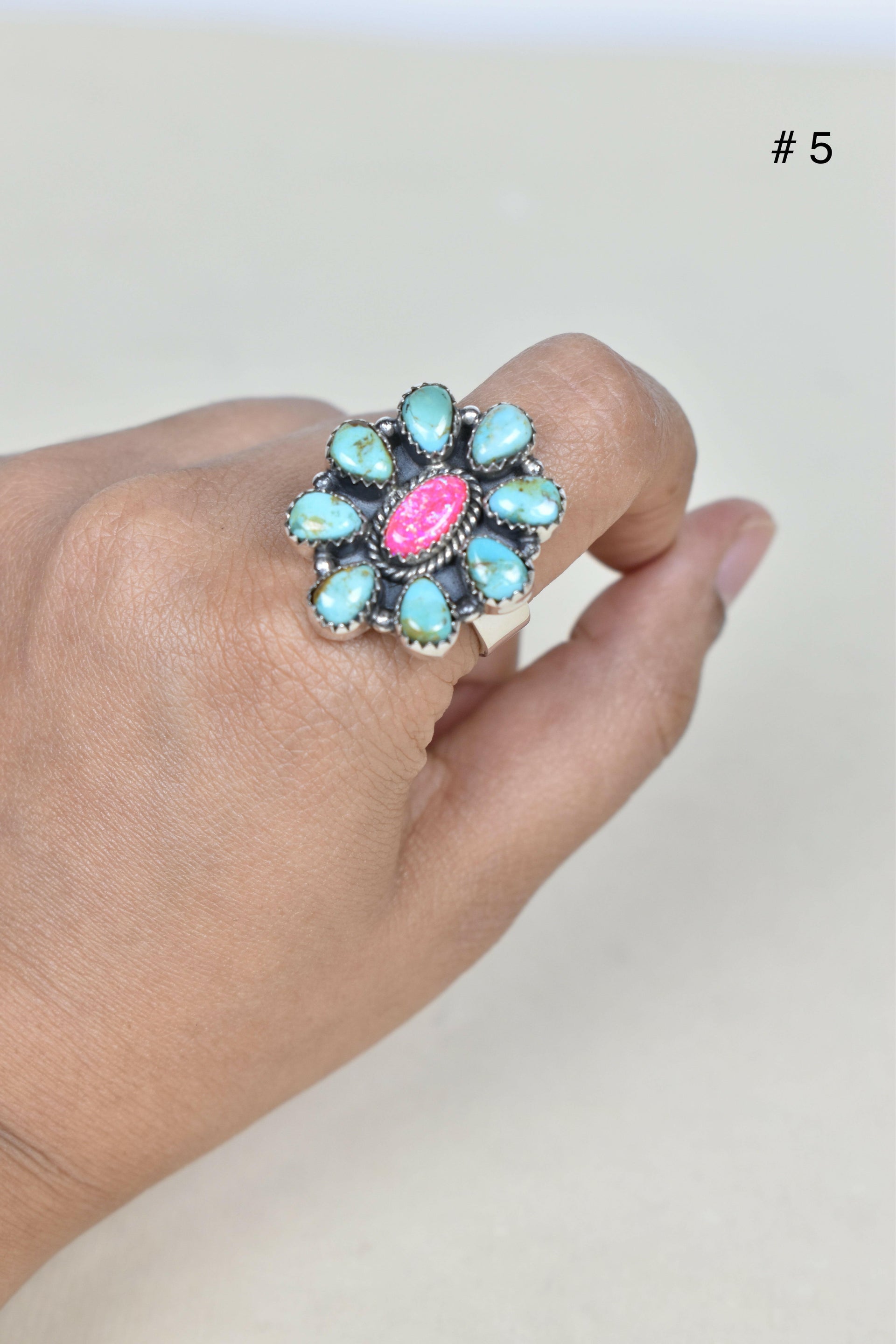 Turquoise Halo Delight Ring-Cluster Rings-Krush Kandy, Women's Online Fashion Boutique Located in Phoenix, Arizona (Scottsdale Area)