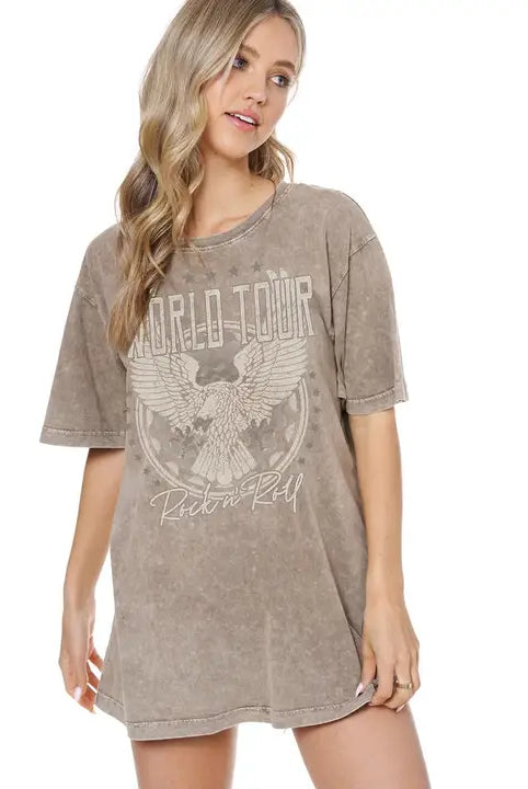 World Tour Rock N Roll Graphic Boyfriend Fit Tee PREORDER-Graphic Tees-Krush Kandy, Women's Online Fashion Boutique Located in Phoenix, Arizona (Scottsdale Area)