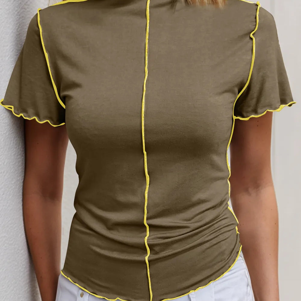 Ruffled Edge Mock Neck Top-Tops-Krush Kandy, Women's Online Fashion Boutique Located in Phoenix, Arizona (Scottsdale Area)