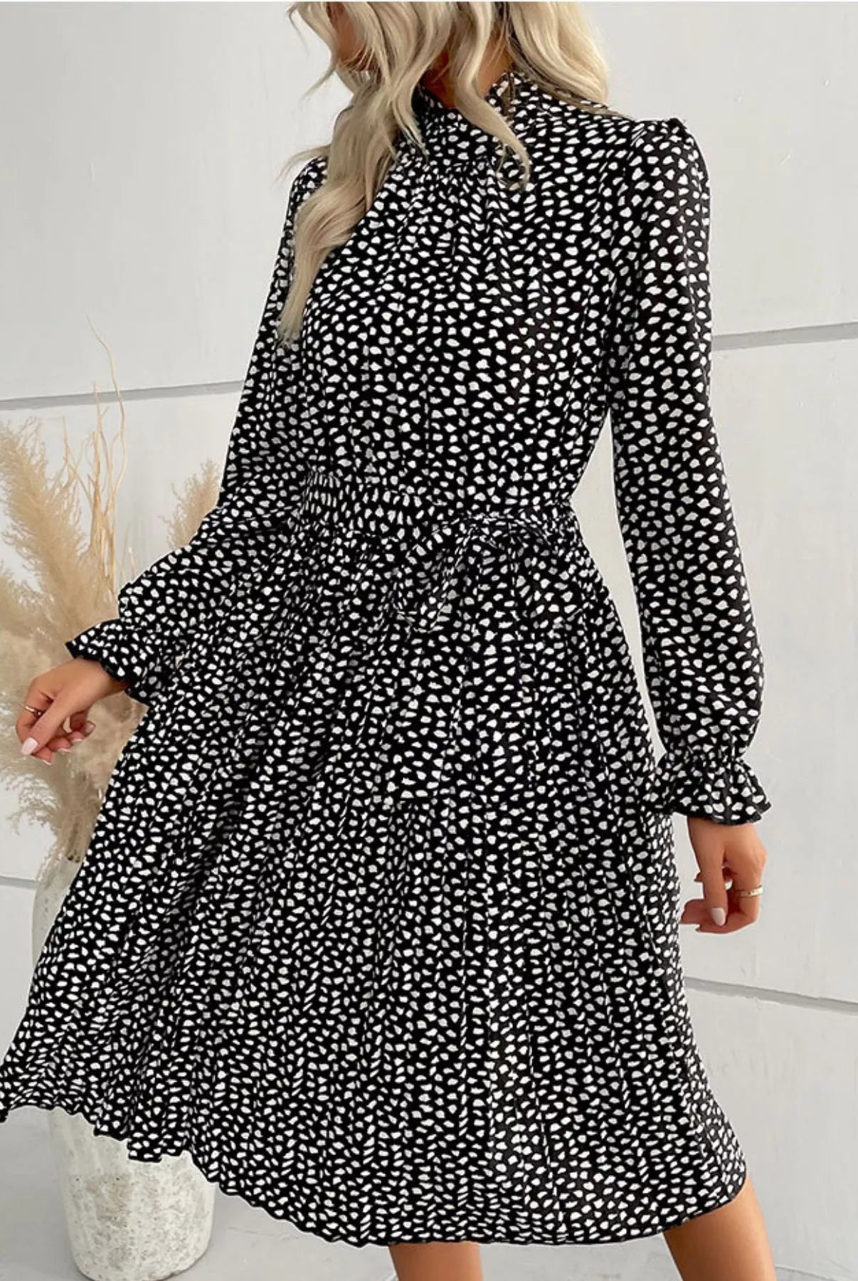 Animal Print Mock Neck Flounce Sleeve Dress-Dresses-Krush Kandy, Women's Online Fashion Boutique Located in Phoenix, Arizona (Scottsdale Area)