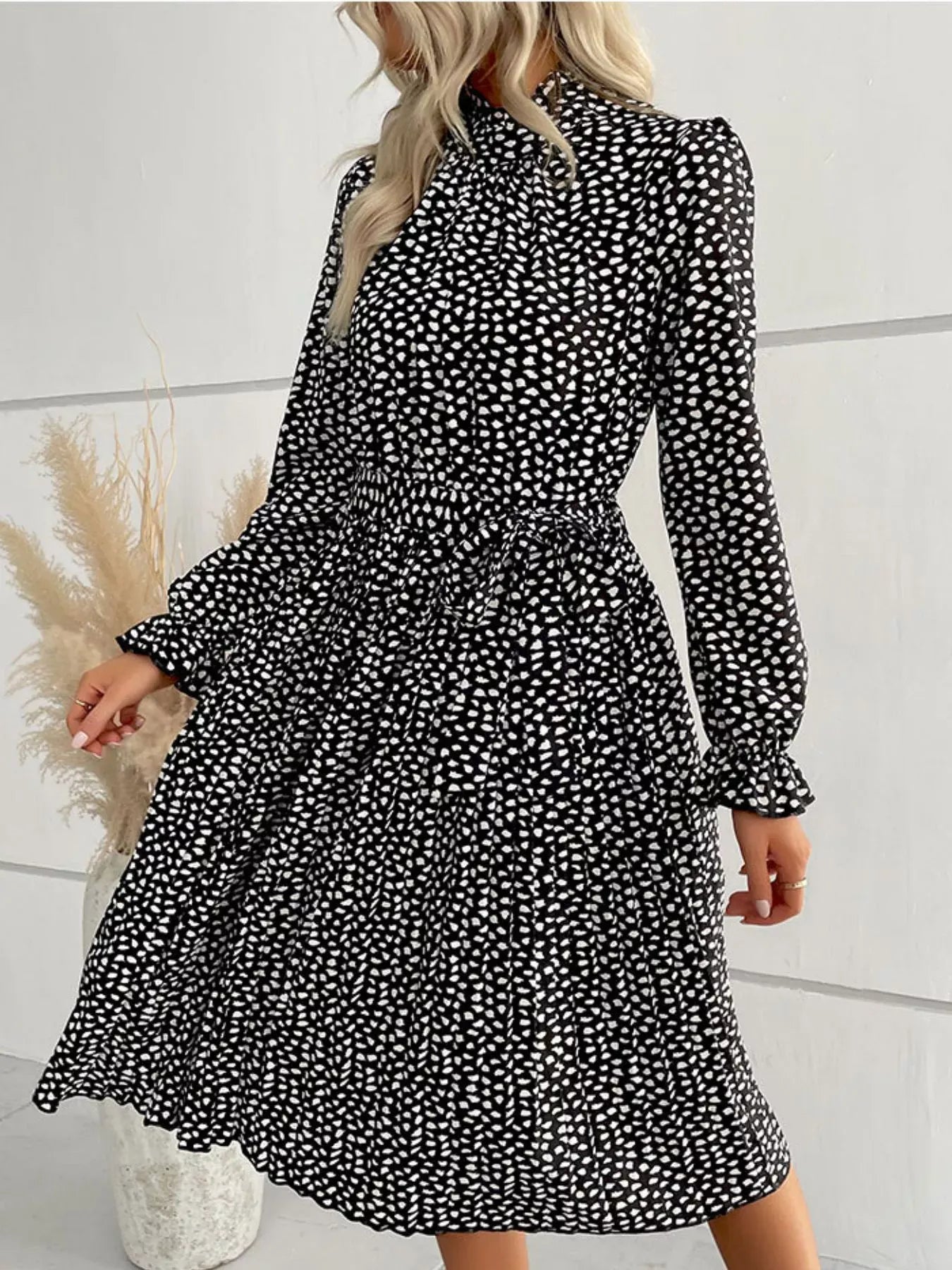 Animal Print Mock Neck Flounce Sleeve Dress-Dresses-Krush Kandy, Women's Online Fashion Boutique Located in Phoenix, Arizona (Scottsdale Area)