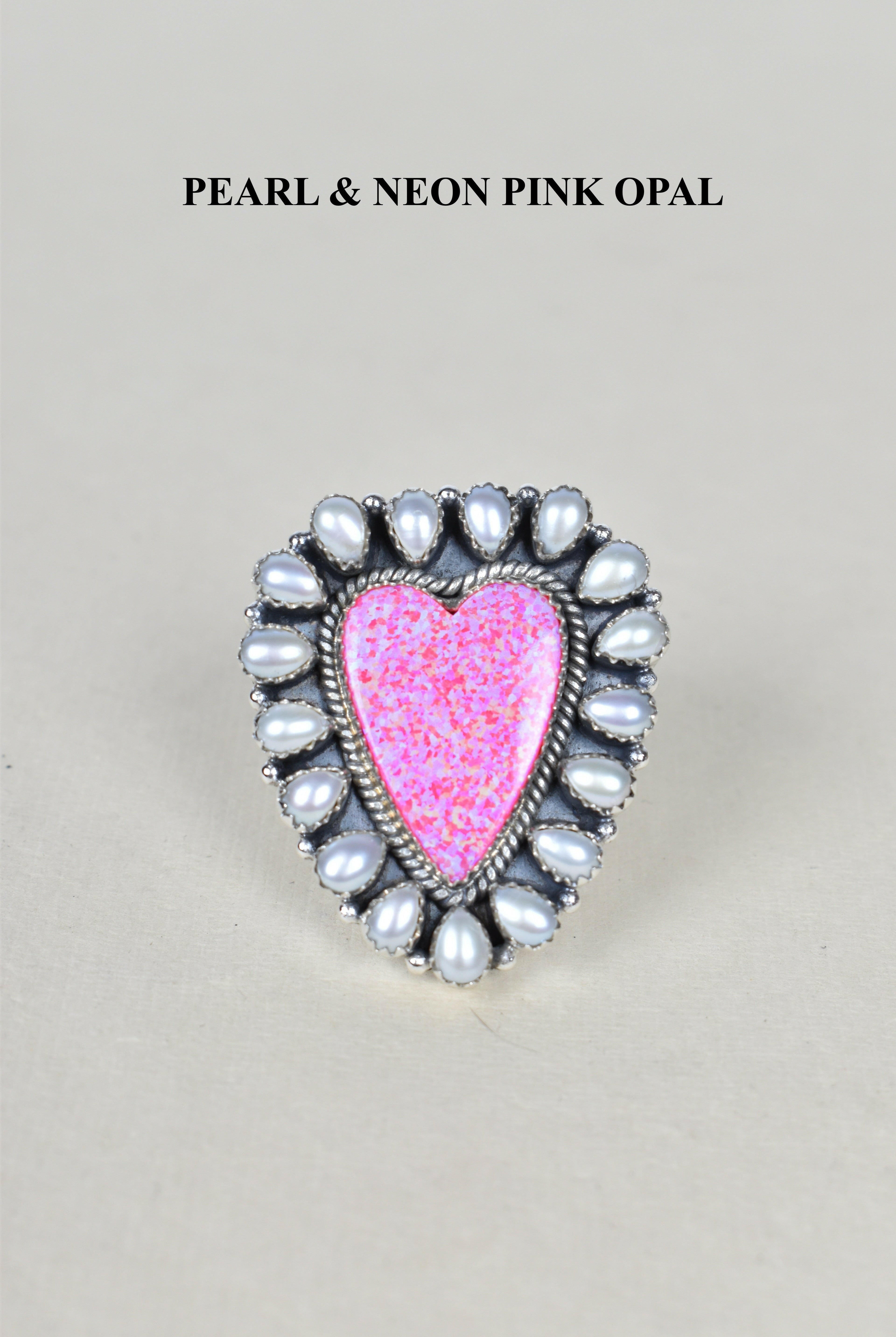 Heart Cluster Sterling Silver & Opal Rings-Cluster Rings-Krush Kandy, Women's Online Fashion Boutique Located in Phoenix, Arizona (Scottsdale Area)