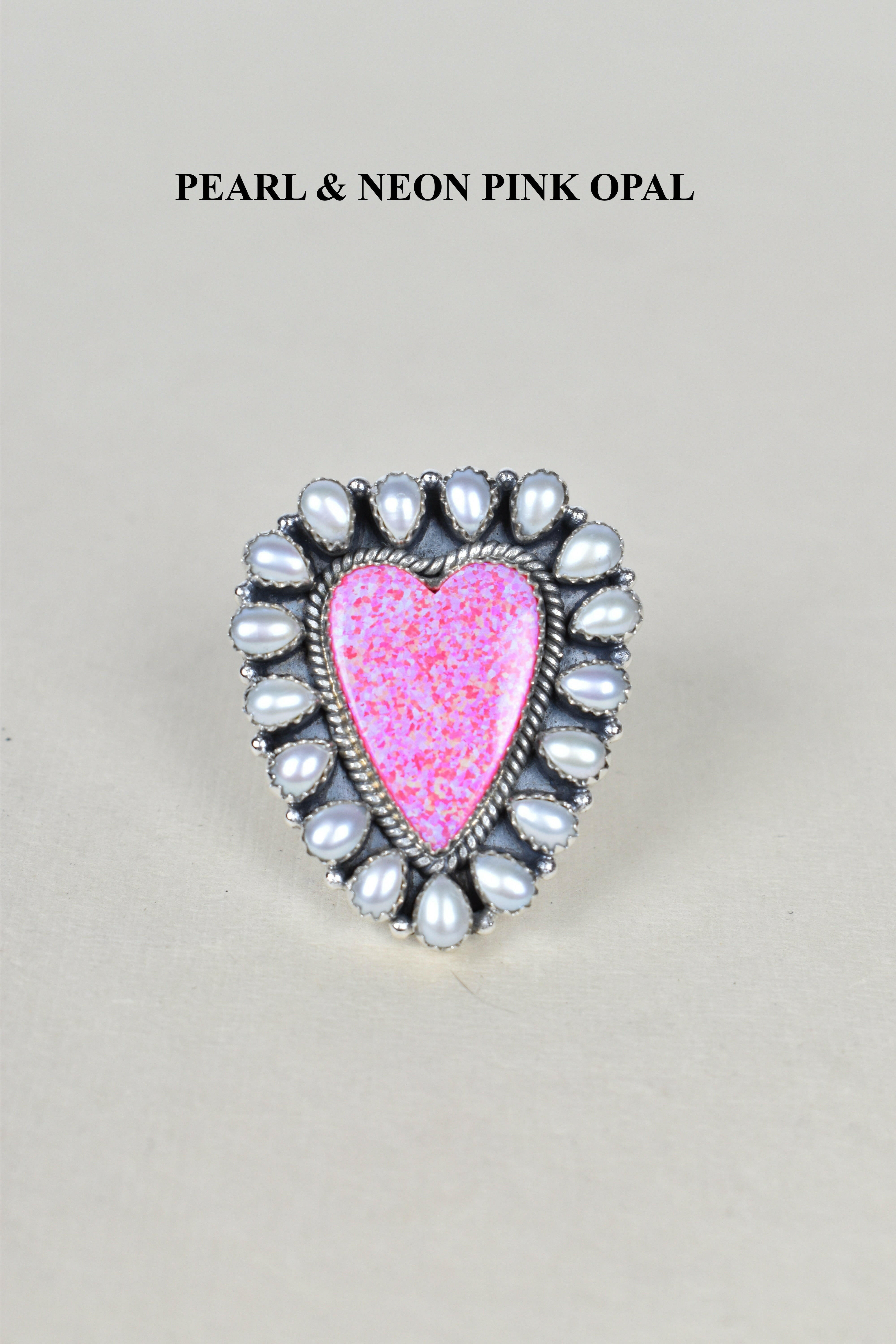 Heart Cluster Sterling Silver & Opal Rings-Cluster Rings-Krush Kandy, Women's Online Fashion Boutique Located in Phoenix, Arizona (Scottsdale Area)