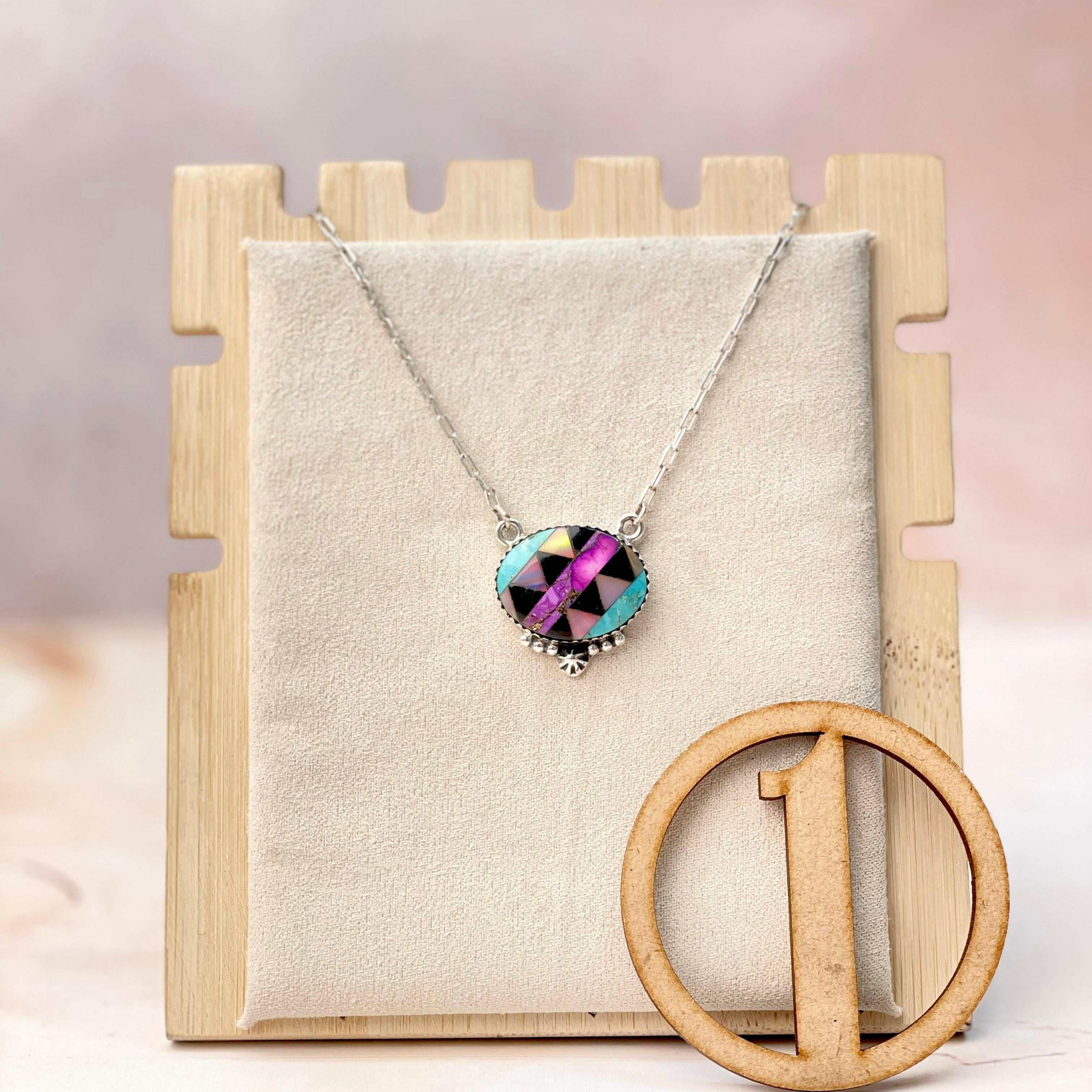 Multi Aztec Checkered Chain Pendants-Necklaces-Krush Kandy, Women's Online Fashion Boutique Located in Phoenix, Arizona (Scottsdale Area)