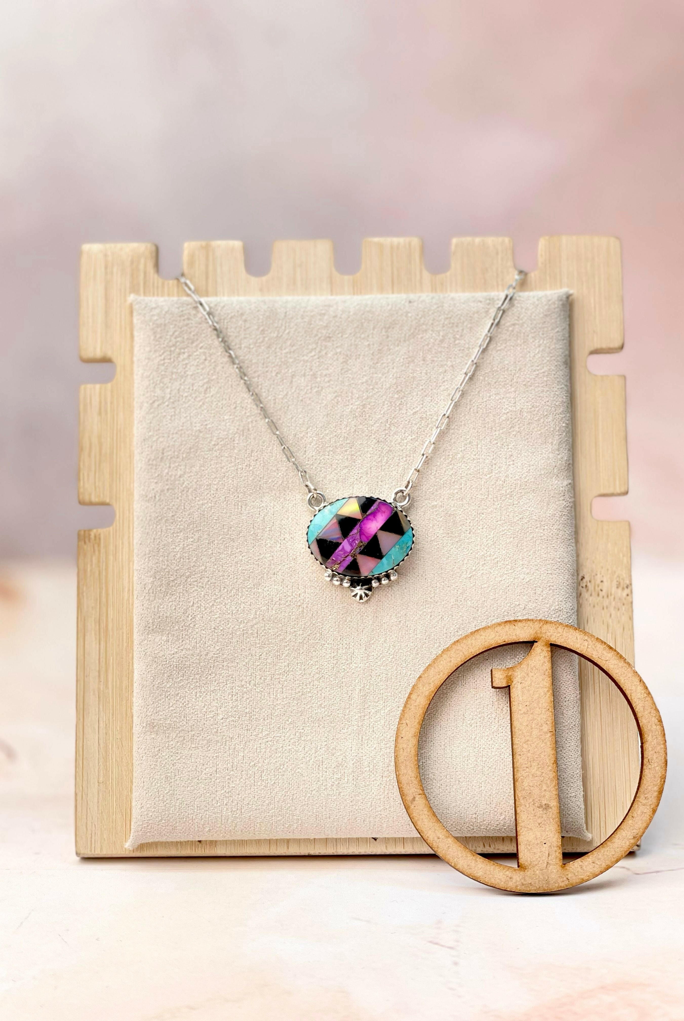 Multi Aztec Checkered Chain Pendants-Necklaces-Krush Kandy, Women's Online Fashion Boutique Located in Phoenix, Arizona (Scottsdale Area)