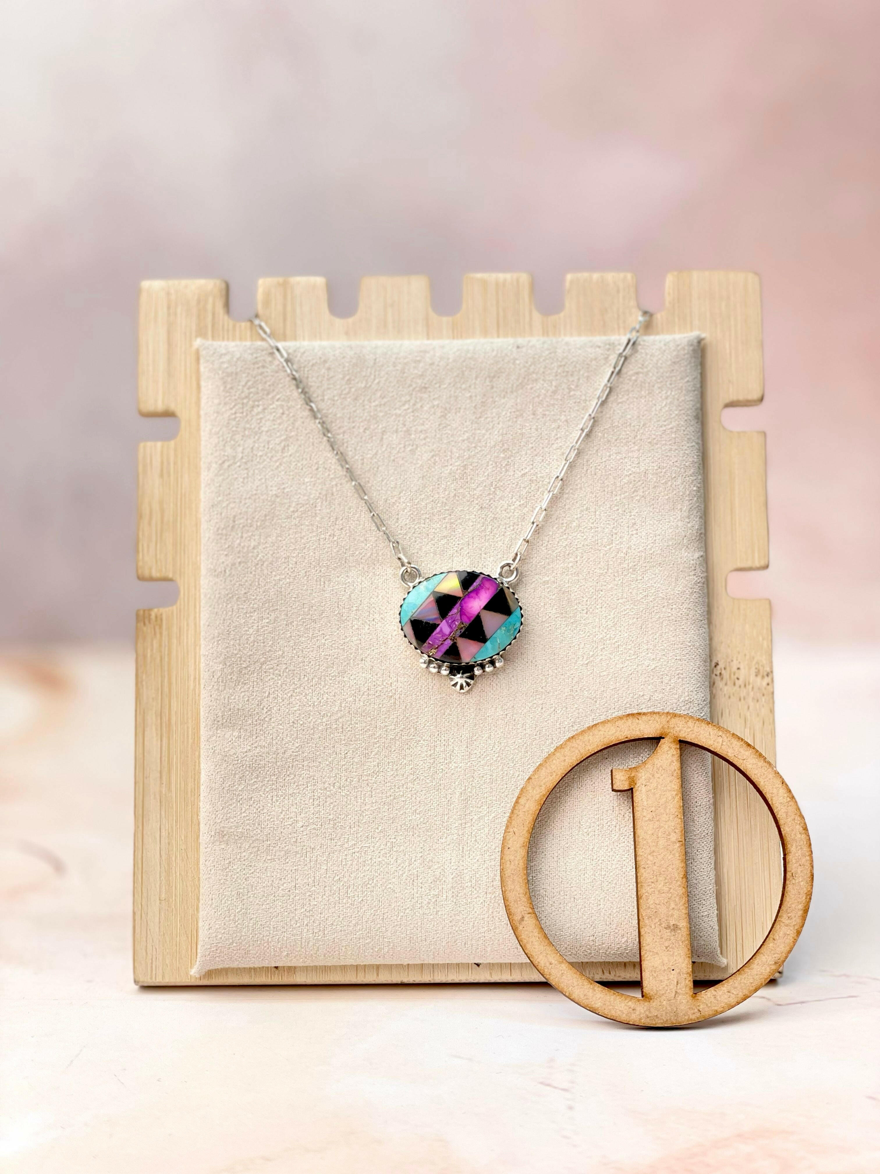 Multi Aztec Checkered Chain Pendants-Necklaces-Krush Kandy, Women's Online Fashion Boutique Located in Phoenix, Arizona (Scottsdale Area)