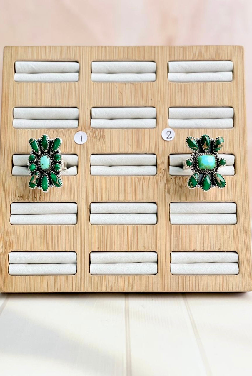 Irish Green Dahlia & Sonoran One of a Kind Boho Rings-Rings-Krush Kandy, Women's Online Fashion Boutique Located in Phoenix, Arizona (Scottsdale Area)