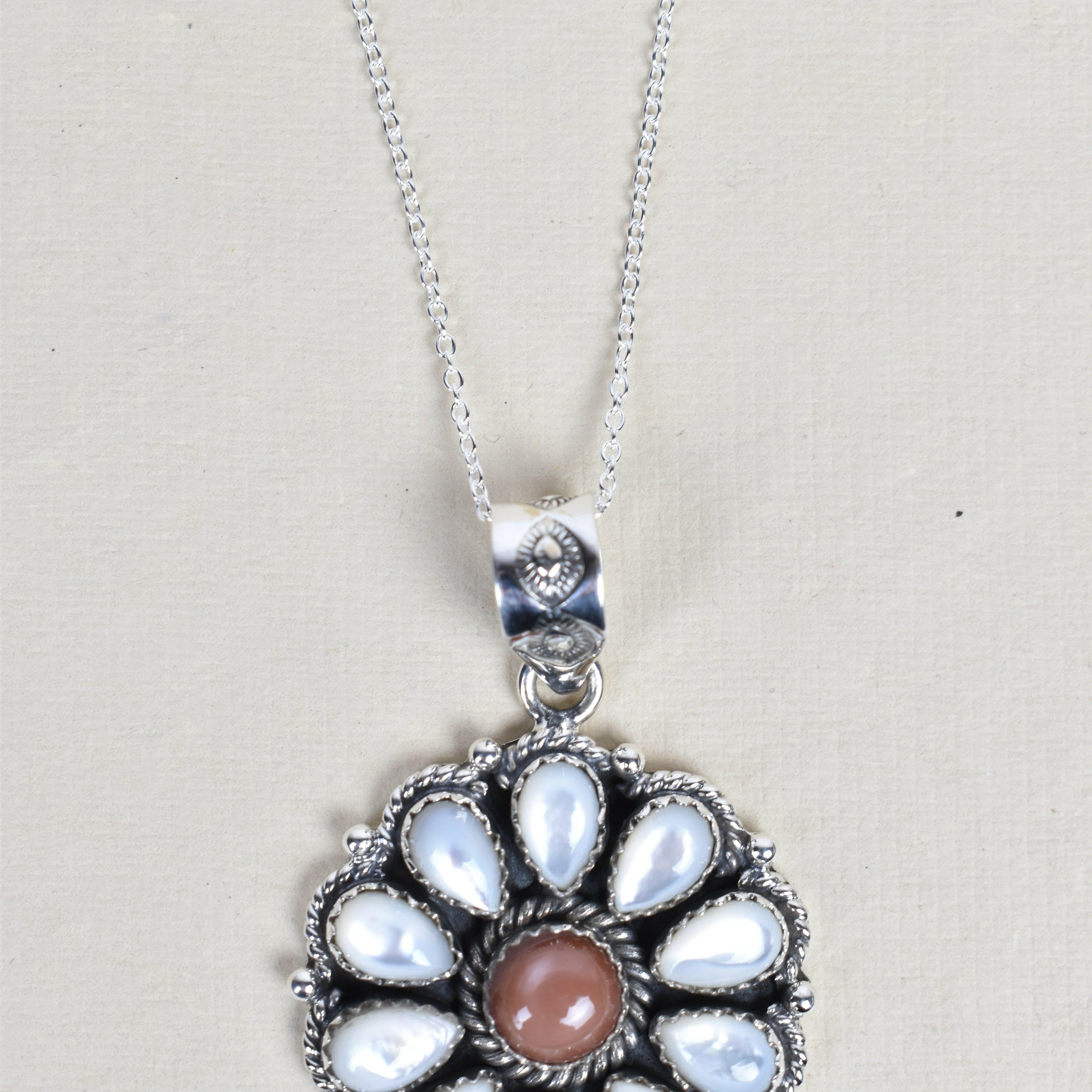 Daisy Days Sterling Silver & Stone Cluster Necklaces-Pendant Necklaces-Krush Kandy, Women's Online Fashion Boutique Located in Phoenix, Arizona (Scottsdale Area)