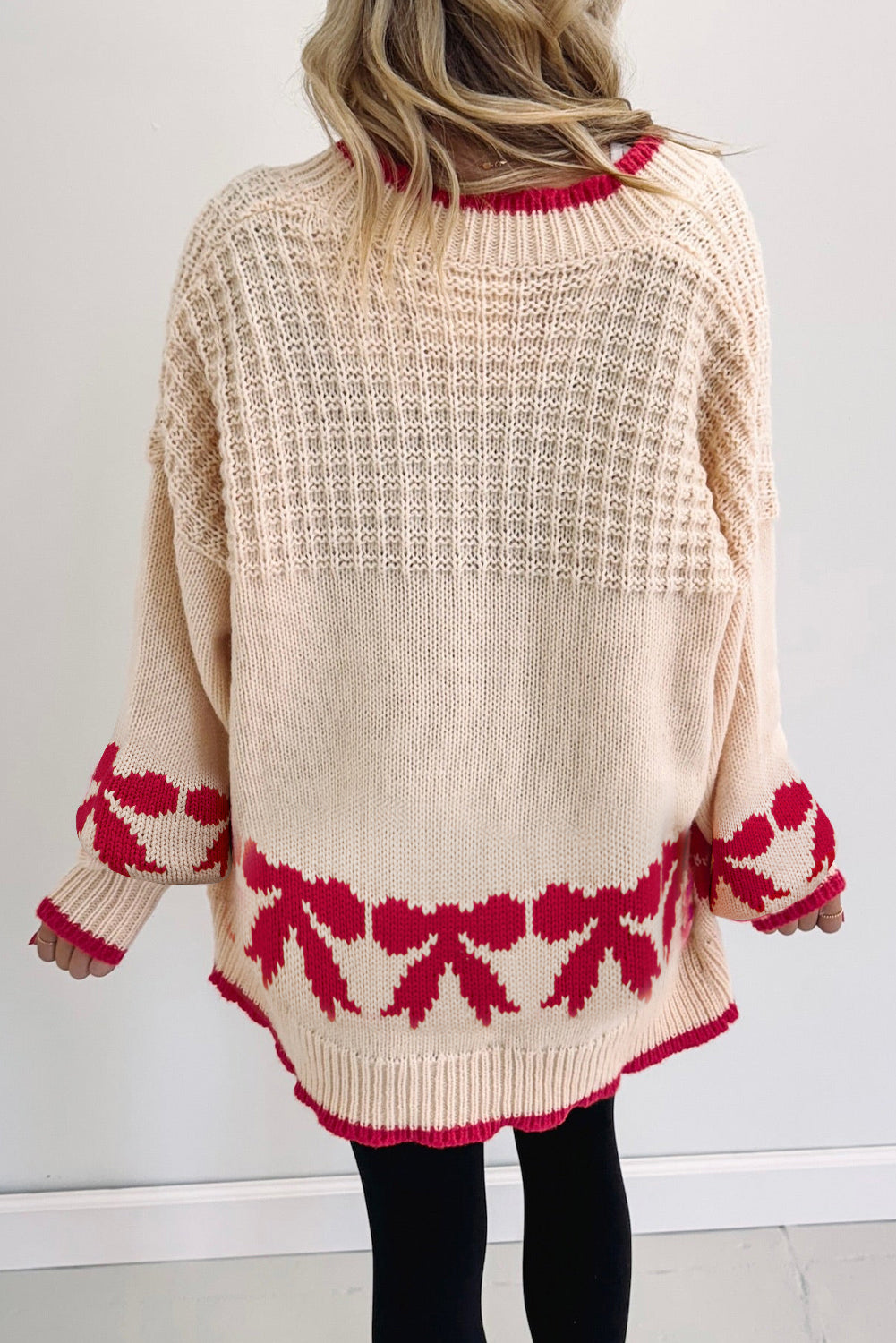 Apricot Bow Knit Cardigan-Cardigans-Krush Kandy, Women's Online Fashion Boutique Located in Phoenix, Arizona (Scottsdale Area)