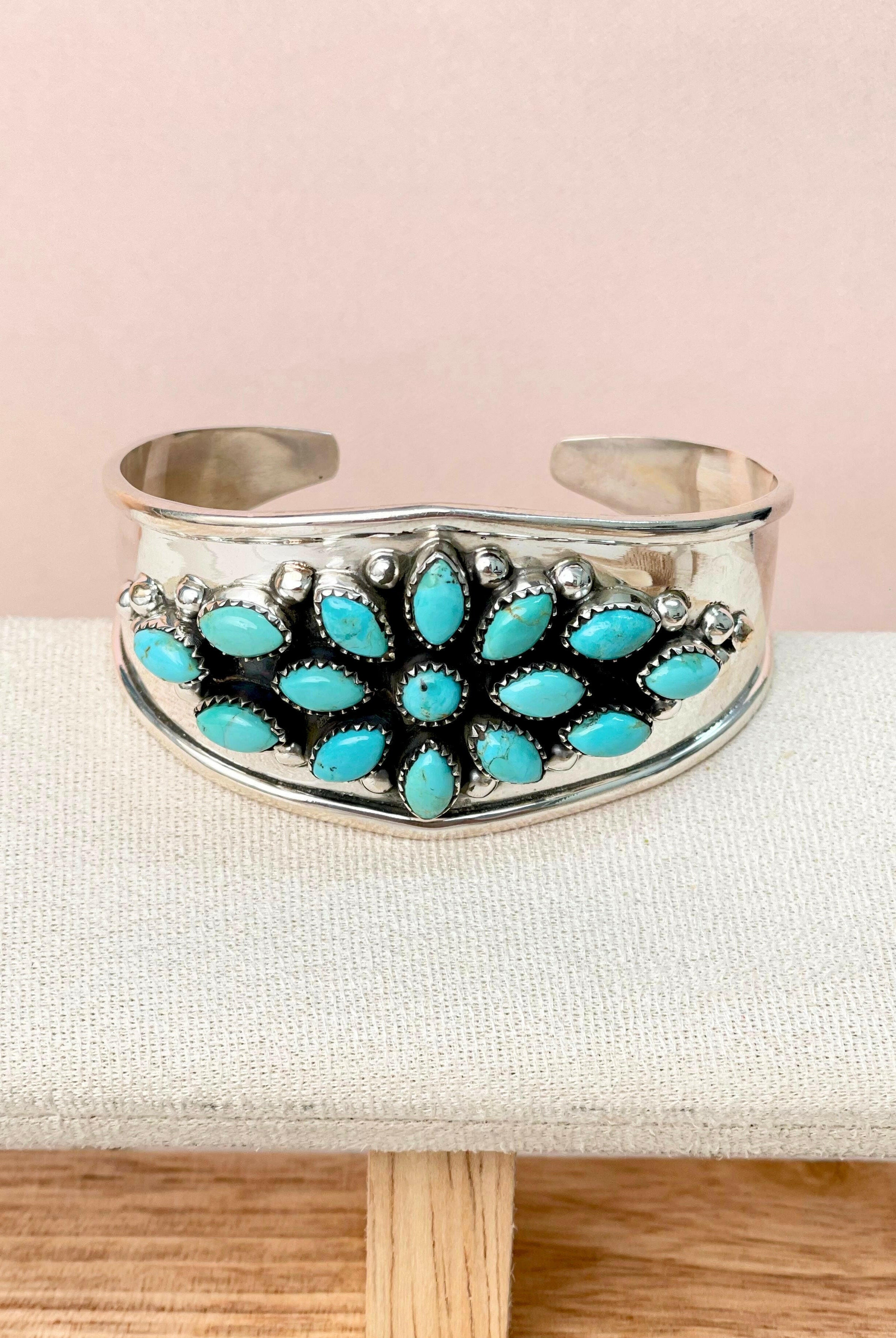 Windflower Trail Turquoise Statement Cuff-Bracelets-Krush Kandy, Women's Online Fashion Boutique Located in Phoenix, Arizona (Scottsdale Area)