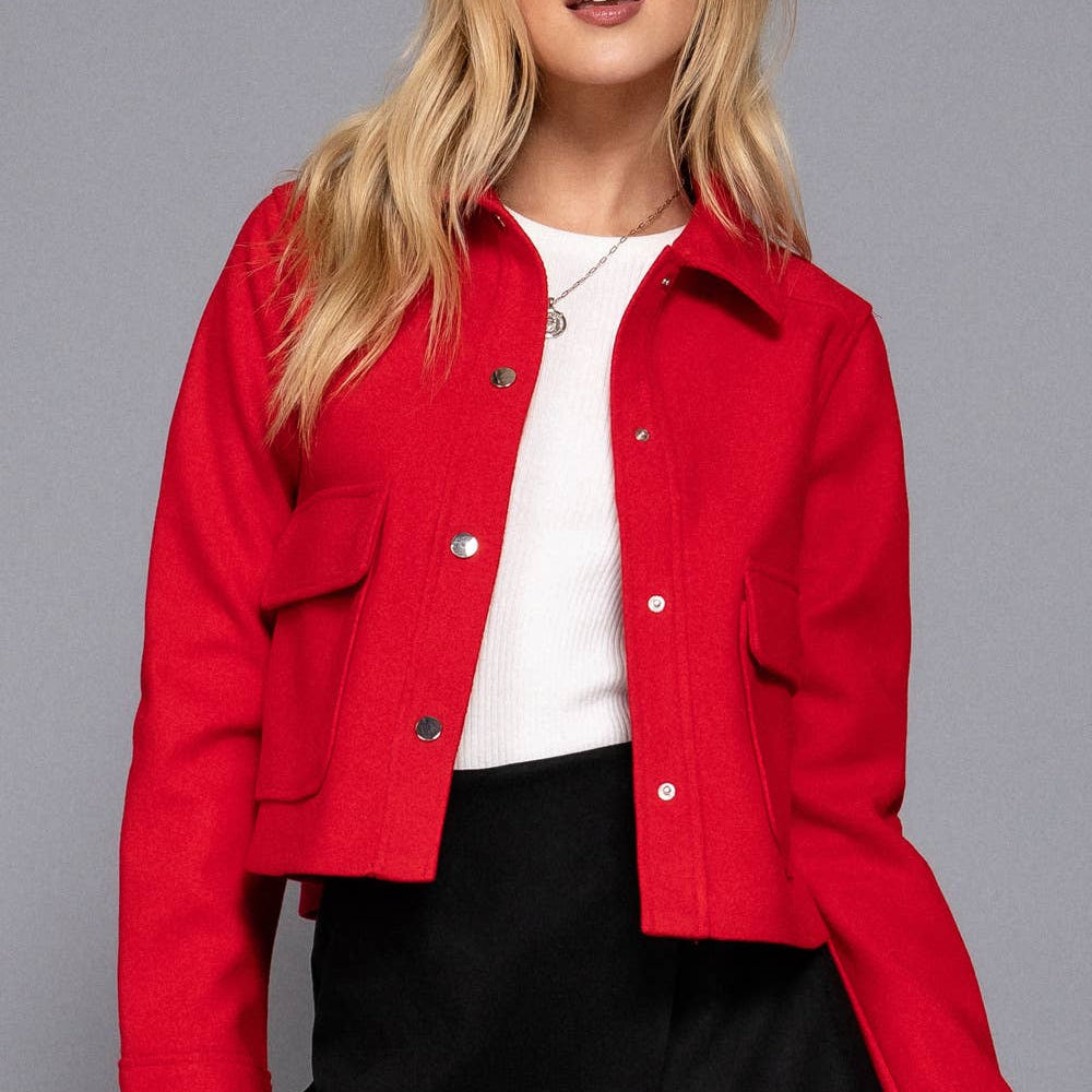 Plus Size Long Sleeve Soft Felt Jacket-Jackets-Krush Kandy, Women's Online Fashion Boutique Located in Phoenix, Arizona (Scottsdale Area)