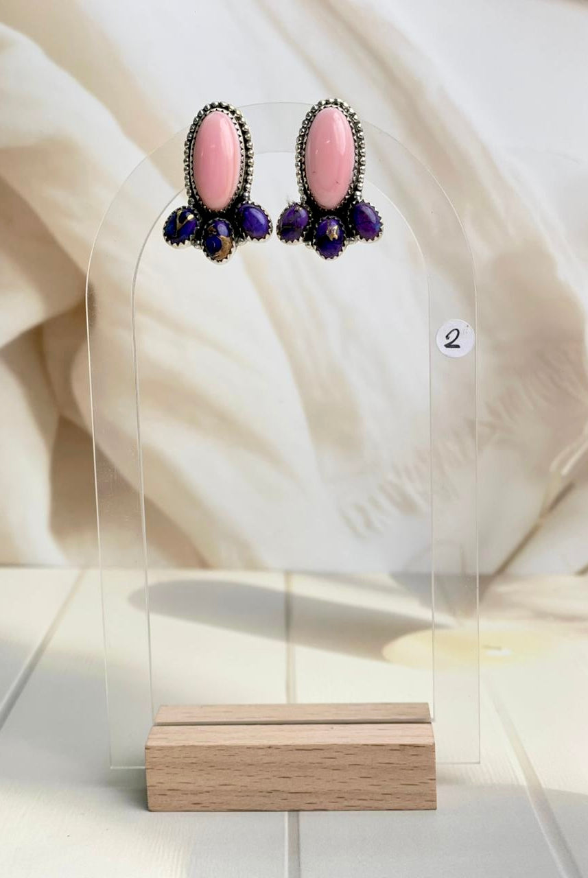 Pink Conch & Berry Dahlia Earrings-Earrings-Krush Kandy, Women's Online Fashion Boutique Located in Phoenix, Arizona (Scottsdale Area)