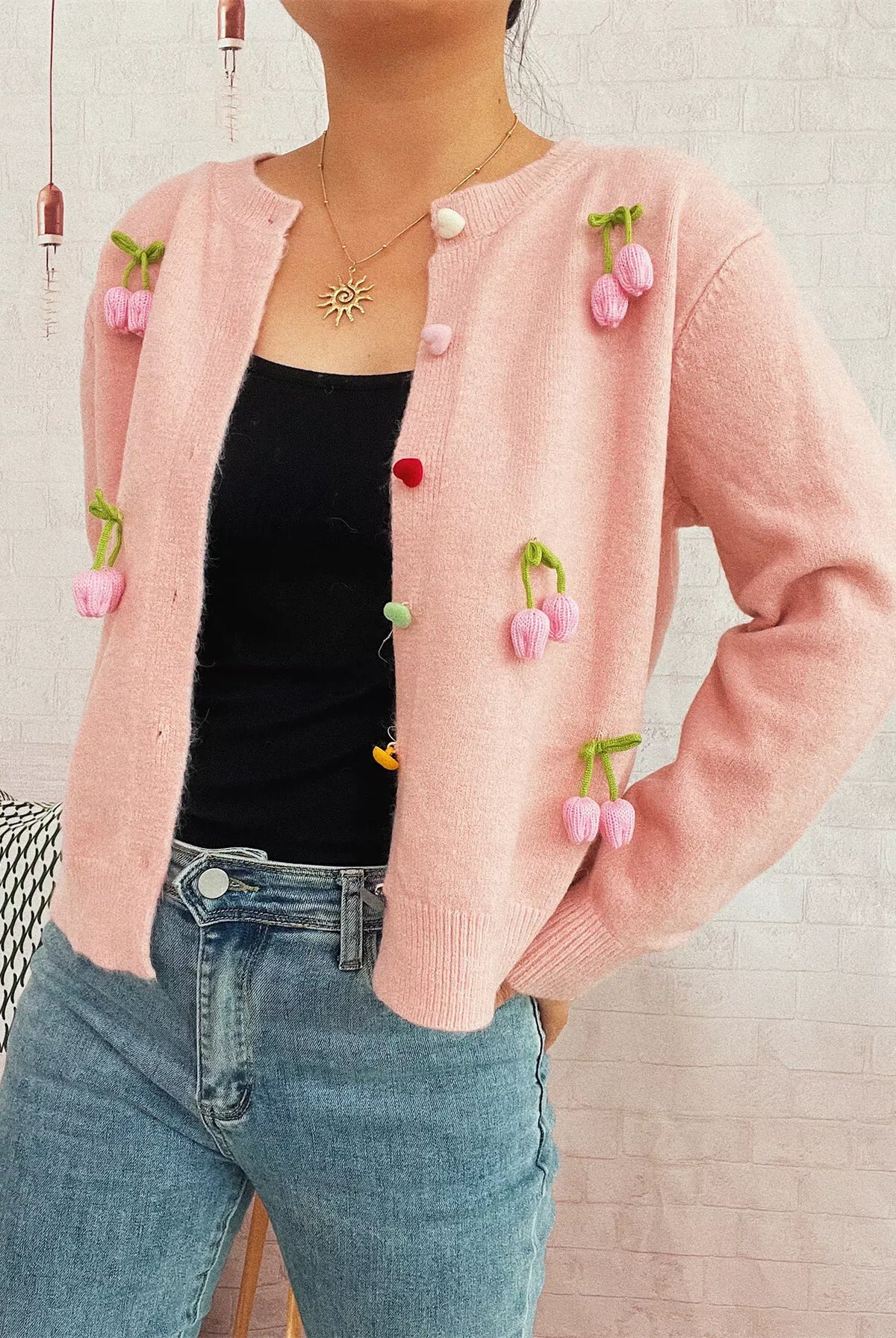Flower Button Up Long Sleeve Cardigan-Cardigans-Krush Kandy, Women's Online Fashion Boutique Located in Phoenix, Arizona (Scottsdale Area)