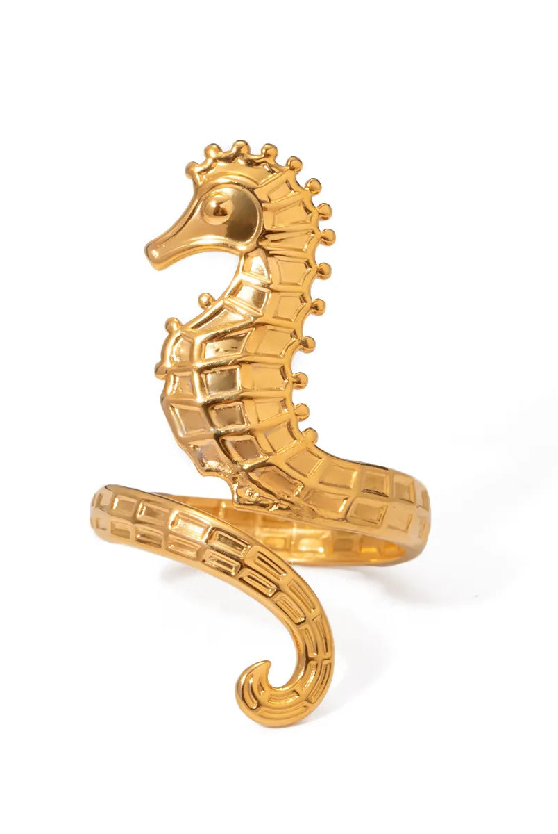 18K Gold-Plated Seahorse Wrap Adjustable Ring-Rings-Krush Kandy, Women's Online Fashion Boutique Located in Phoenix, Arizona (Scottsdale Area)