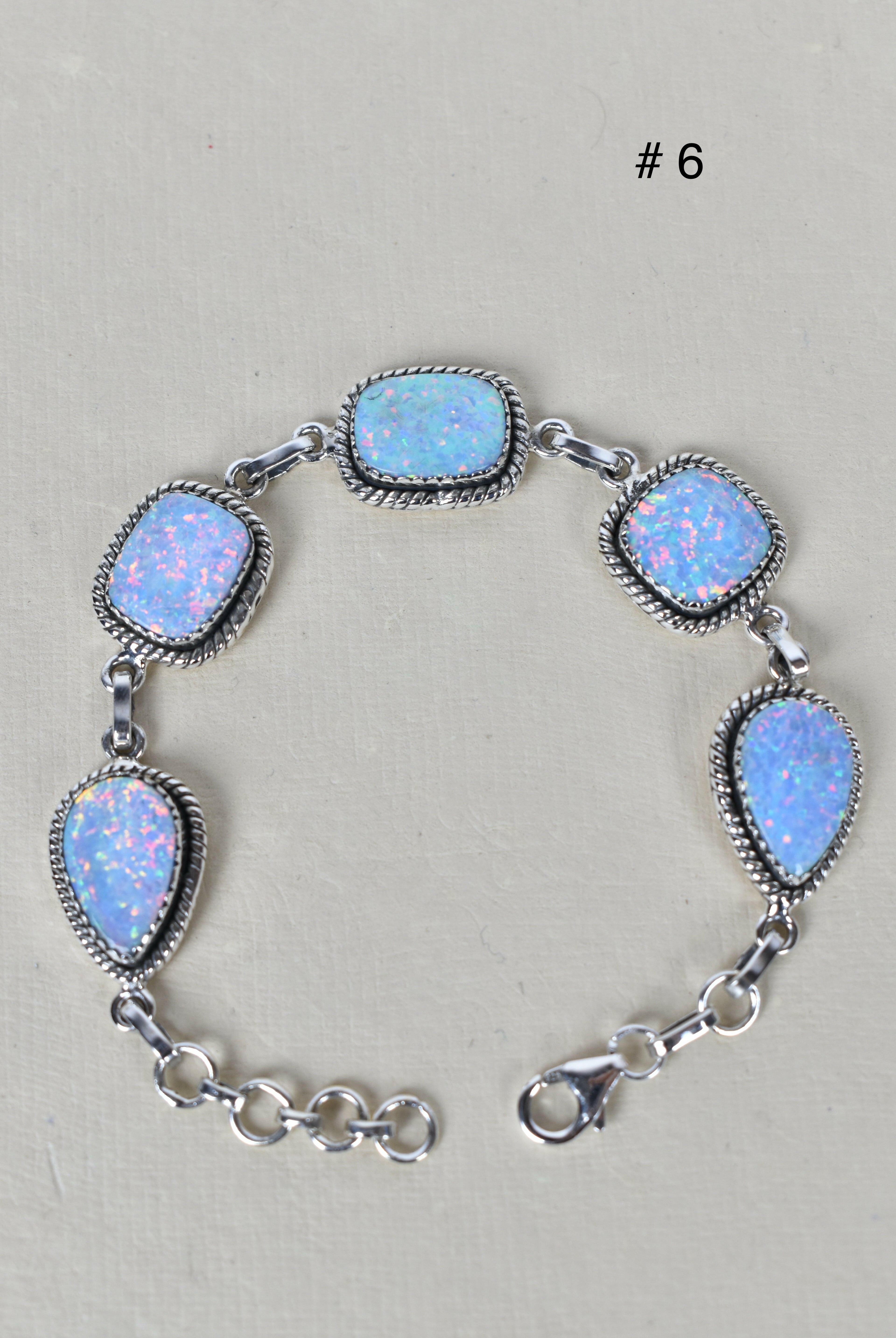 ONE OF A KIND STERLING SILVER 5 STONE BRACELET-Gemstone Bracelets-Krush Kandy, Women's Online Fashion Boutique Located in Phoenix, Arizona (Scottsdale Area)