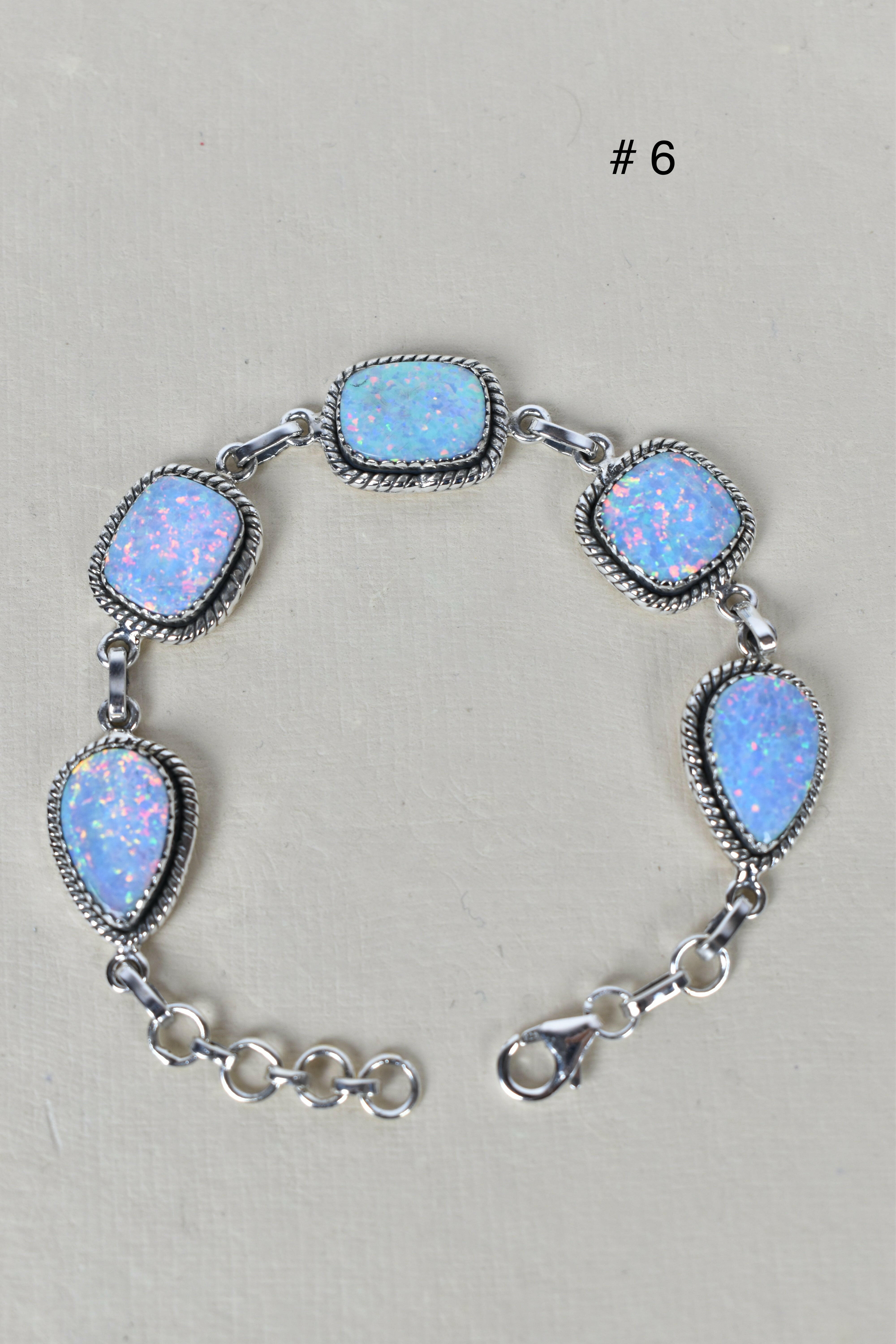 ONE OF A KIND STERLING SILVER 5 STONE BRACELET-Gemstone Bracelets-Krush Kandy, Women's Online Fashion Boutique Located in Phoenix, Arizona (Scottsdale Area)