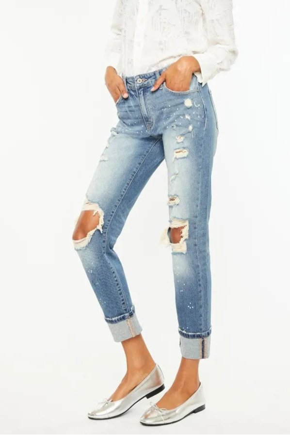 Kancan High Rise Distressed Boyfriend Fit Jeans-Denim-Krush Kandy, Women's Online Fashion Boutique Located in Phoenix, Arizona (Scottsdale Area)
