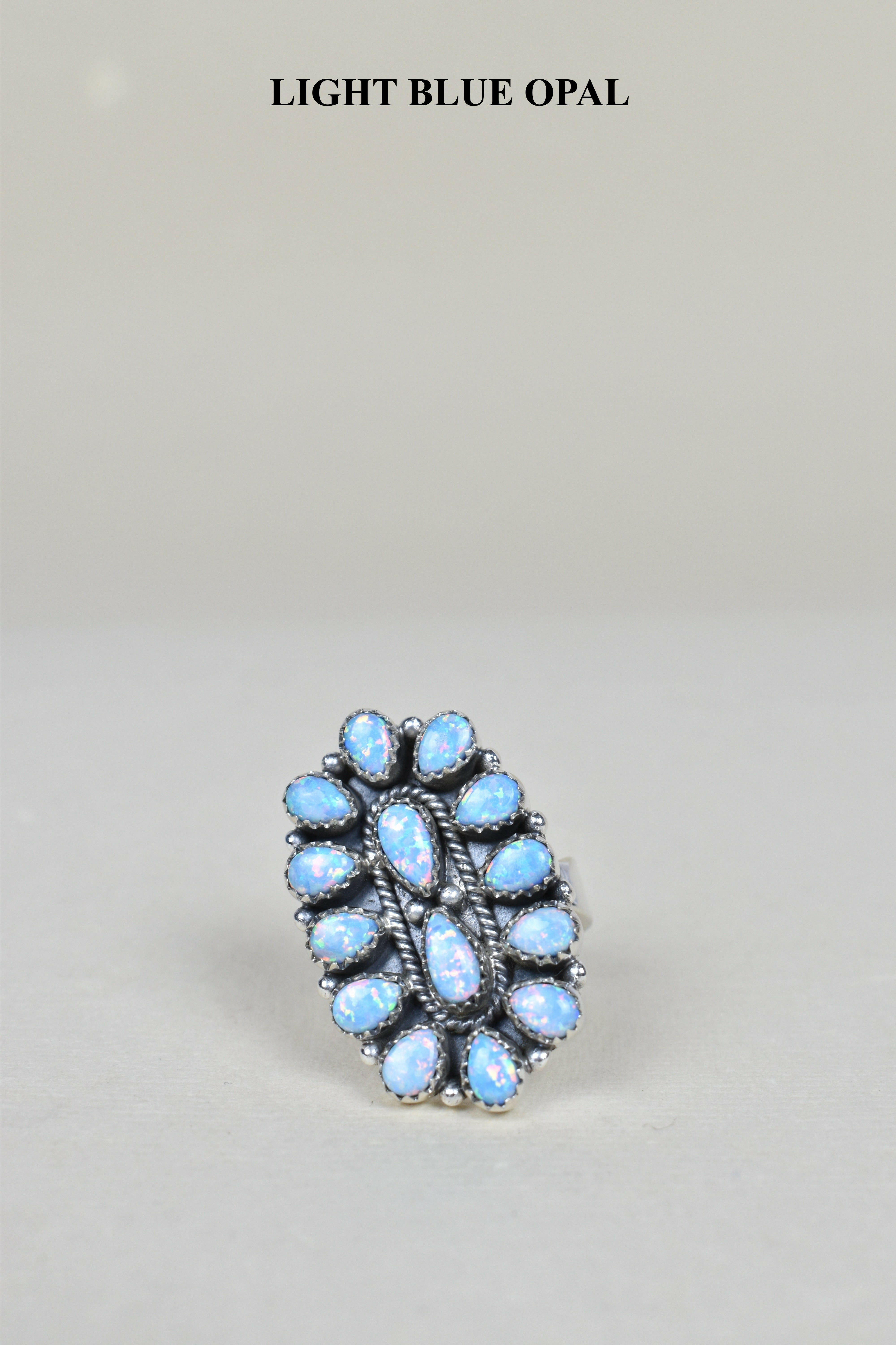 Dainty Long Blossom Cluster Opal Ring-Cluster Rings-Krush Kandy, Women's Online Fashion Boutique Located in Phoenix, Arizona (Scottsdale Area)